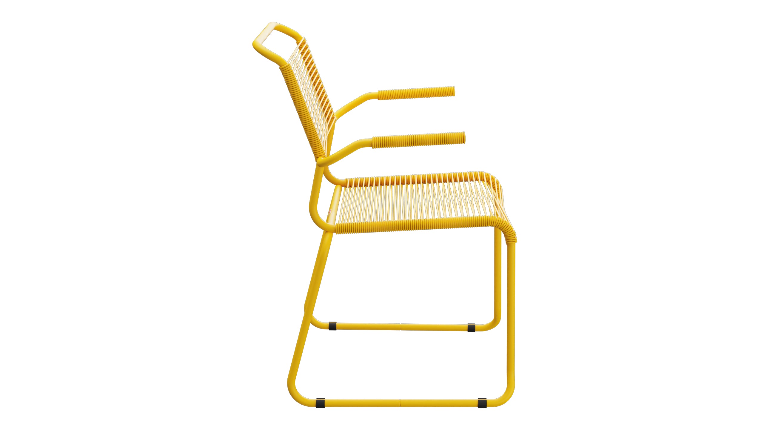 Säntis Spaghetti-Gartenstuhl mit Armlehne Kufen in Gelb präsentiert im Onlineshop von KAQTU Design AG. Gartenstuhl mit Armlehnen ist von Schaffner