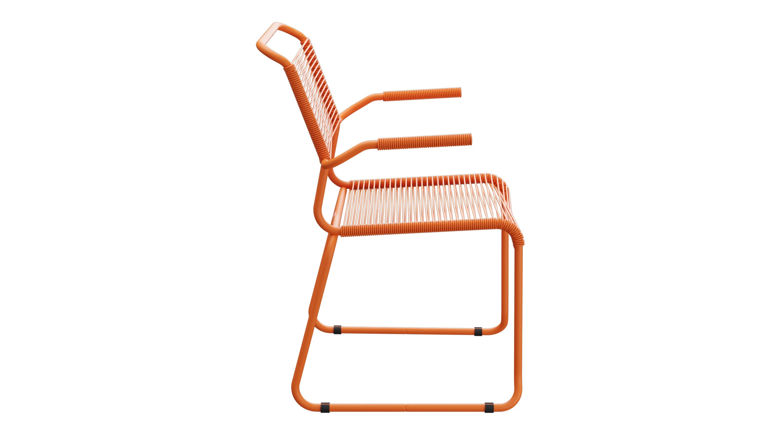 Säntis Spaghetti-Gartenstuhl mit Armlehne Kufen in Orange präsentiert im Onlineshop von KAQTU Design AG. Gartenstuhl mit Armlehnen ist von Schaffner