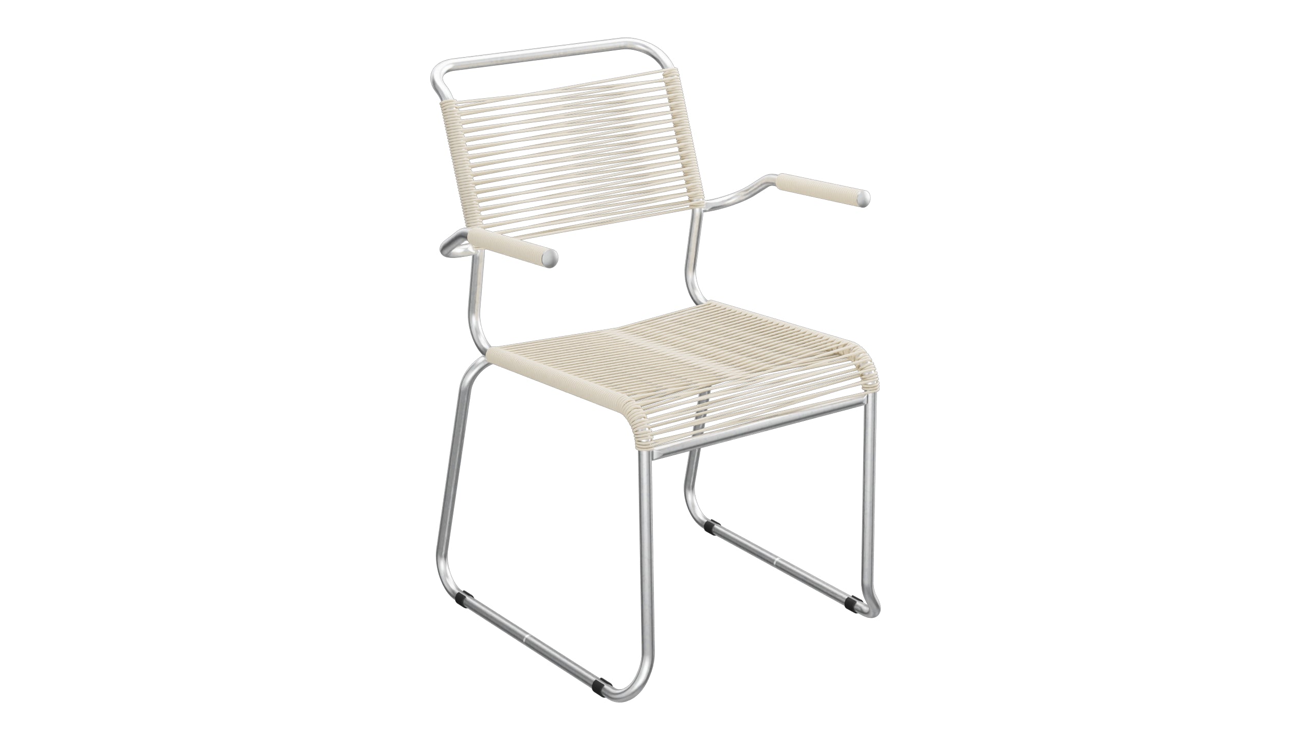 Säntis Spaghetti-Gartenstuhl mit Armlehne Kufen in Pastellsand präsentiert im Onlineshop von KAQTU Design AG. Gartenstuhl mit Armlehnen ist von Schaffner