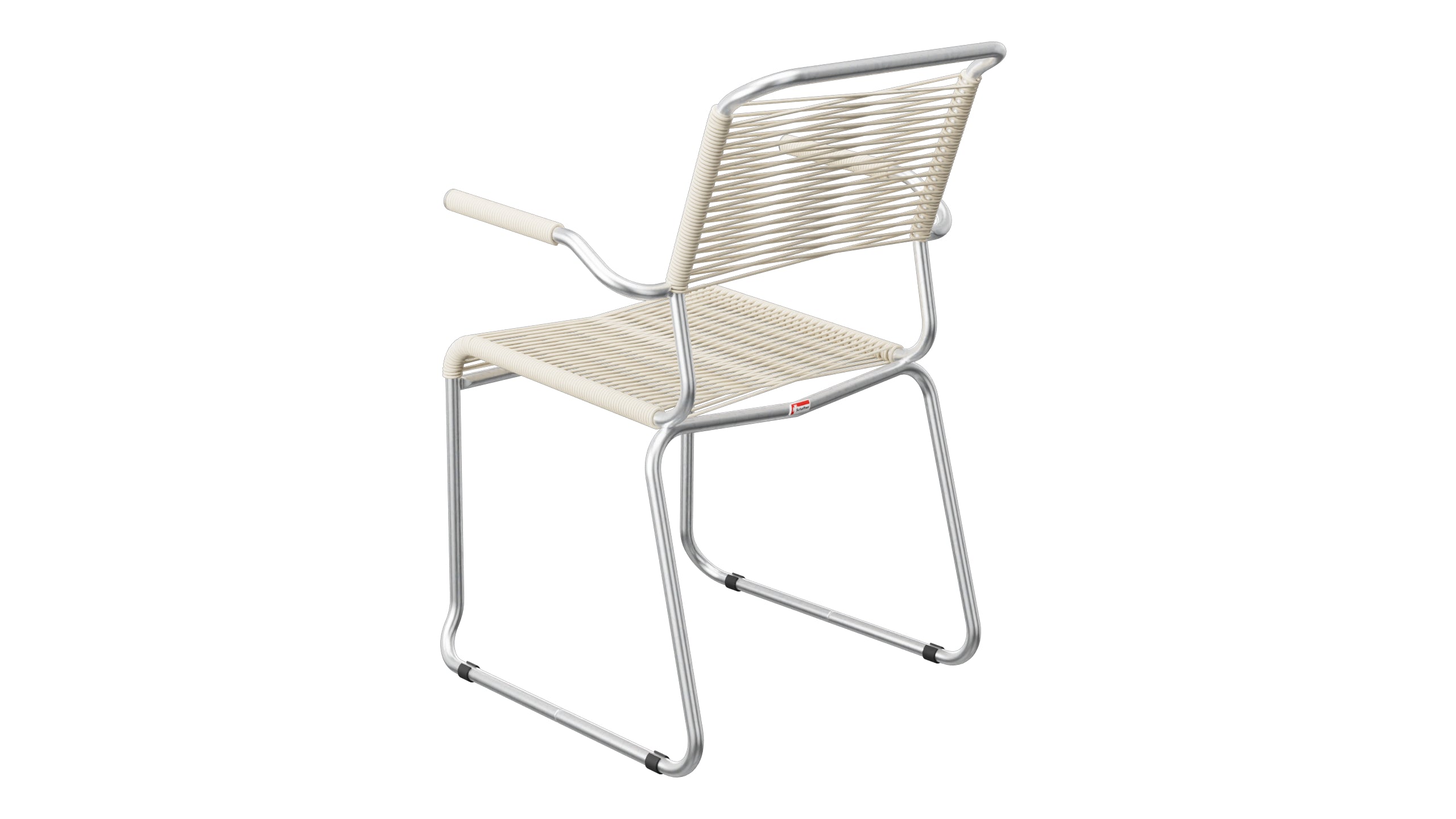 Säntis Spaghetti-Gartenstuhl mit Armlehne Kufen in Pastellsand präsentiert im Onlineshop von KAQTU Design AG. Gartenstuhl mit Armlehnen ist von Schaffner