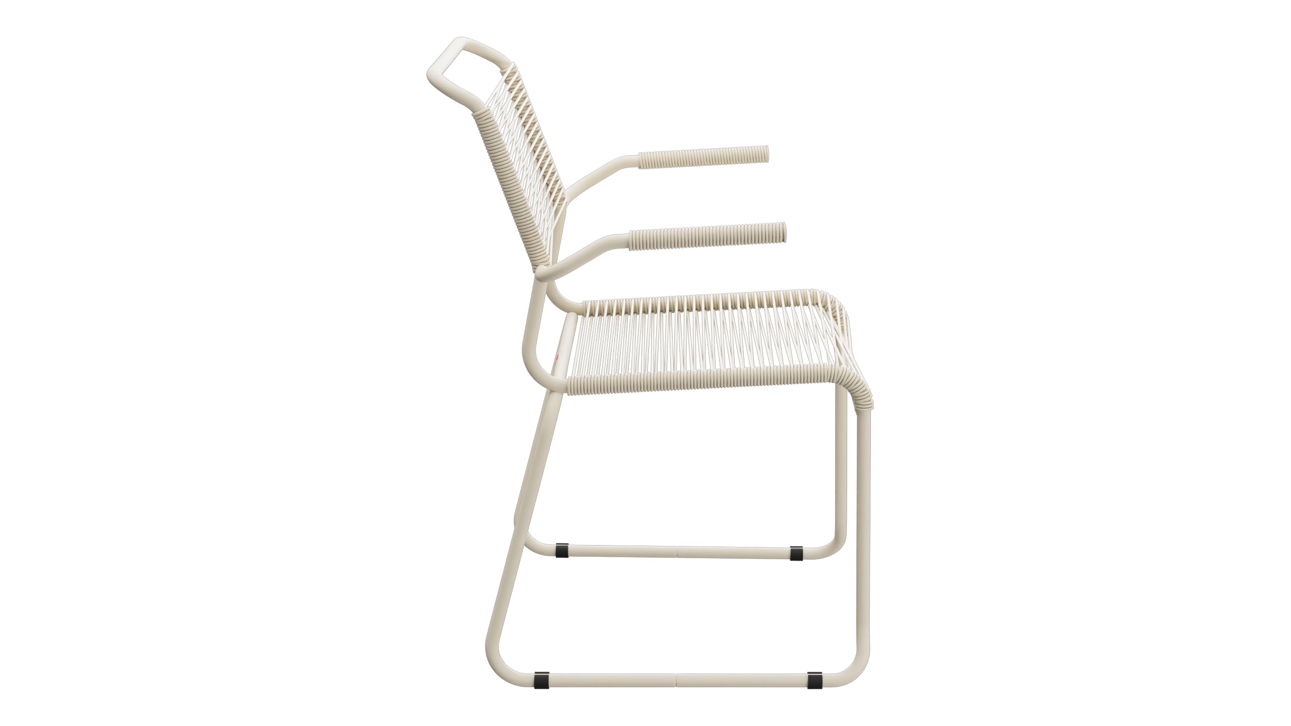 Säntis Spaghetti-Gartenstuhl mit Armlehne Kufen in Pastellsand präsentiert im Onlineshop von KAQTU Design AG. Gartenstuhl mit Armlehnen ist von Schaffner