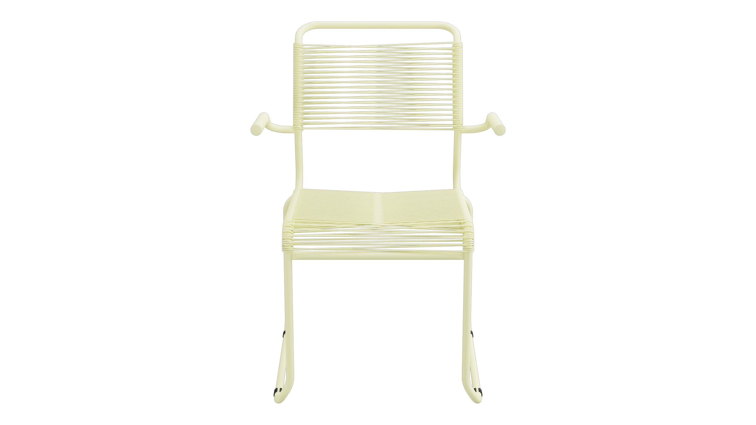 Säntis Spaghetti-Gartenstuhl mit Armlehne Kufen in Buchsbaumgelb präsentiert im Onlineshop von KAQTU Design AG. Gartenstuhl mit Armlehnen ist von Schaffner