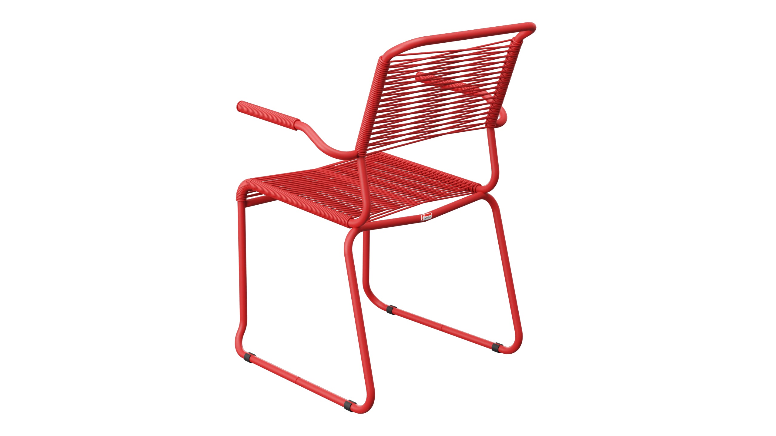 Säntis Spaghetti-Gartenstuhl mit Armlehne Kufen in Rot präsentiert im Onlineshop von KAQTU Design AG. Gartenstuhl mit Armlehnen ist von Schaffner