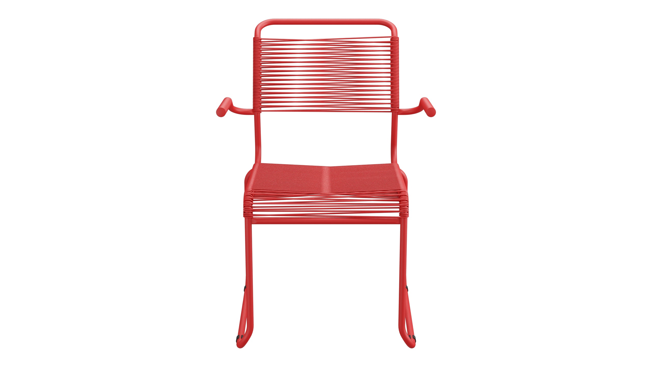 Säntis Spaghetti-Gartenstuhl mit Armlehne Kufen in Rot präsentiert im Onlineshop von KAQTU Design AG. Gartenstuhl mit Armlehnen ist von Schaffner