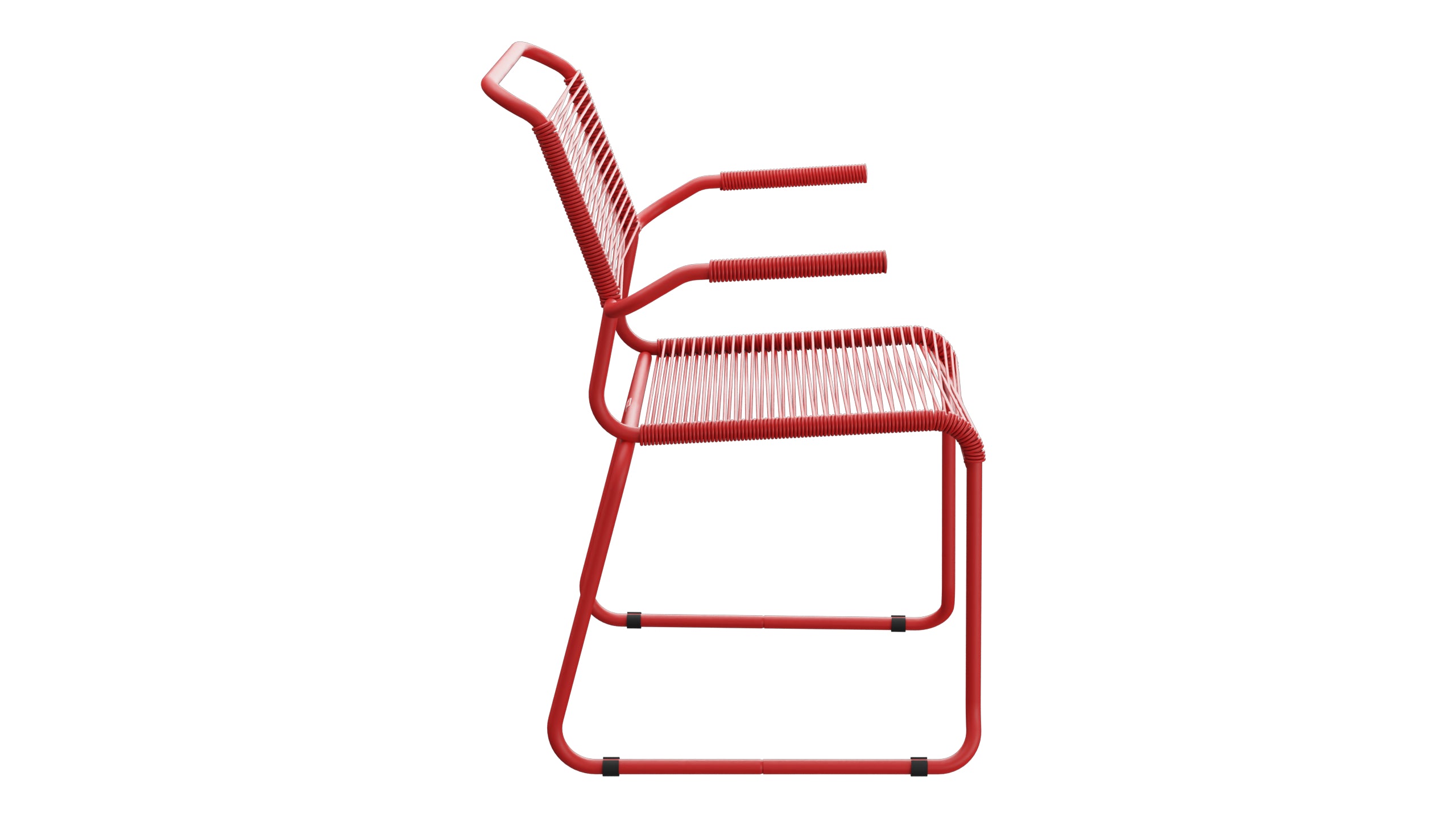 Säntis Spaghetti-Gartenstuhl mit Armlehne Kufen in Rot präsentiert im Onlineshop von KAQTU Design AG. Gartenstuhl mit Armlehnen ist von Schaffner