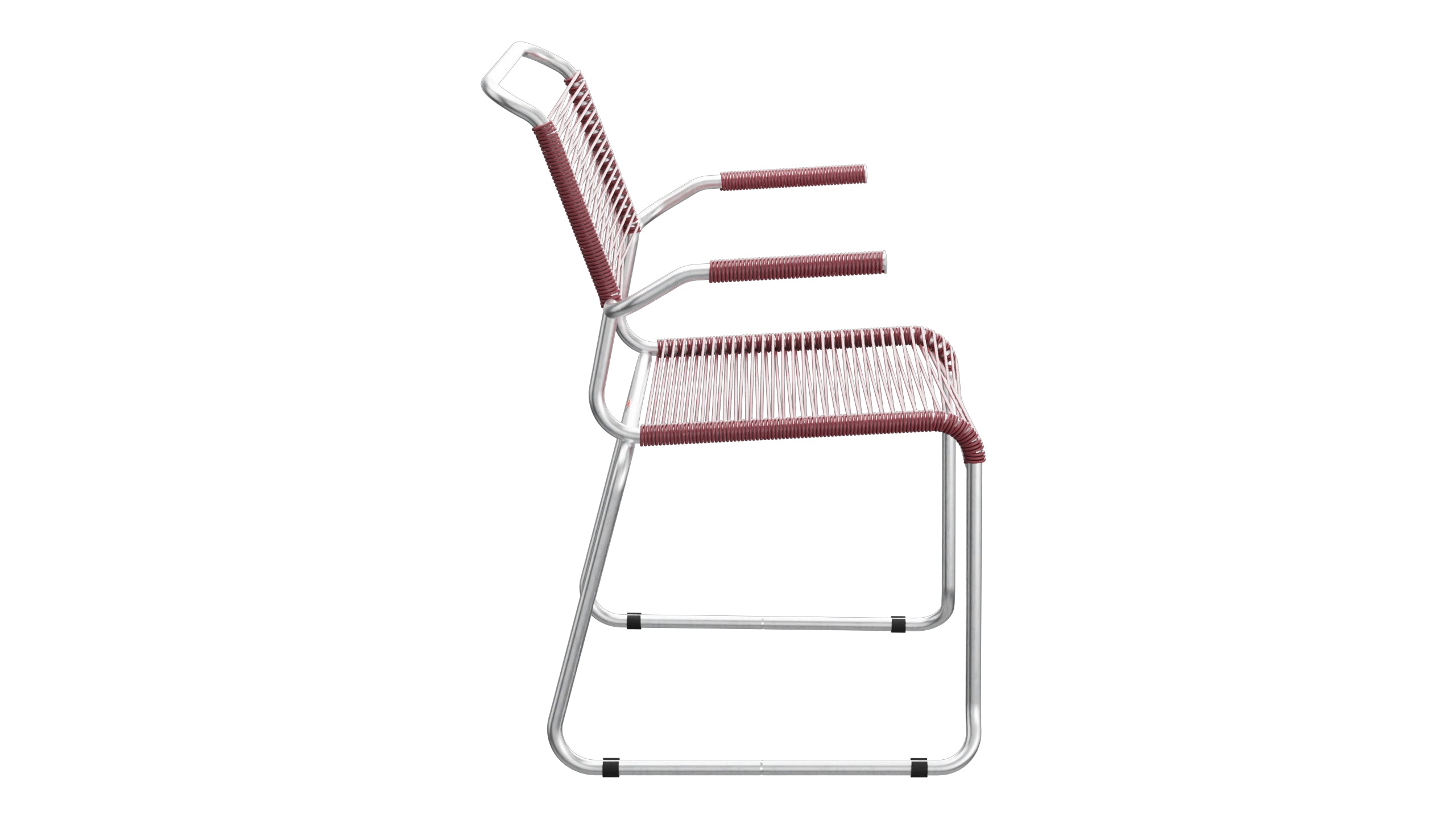 Säntis Spaghetti-Gartenstuhl mit Armlehne Kufen in Bordeaux präsentiert im Onlineshop von KAQTU Design AG. Gartenstuhl mit Armlehnen ist von Schaffner