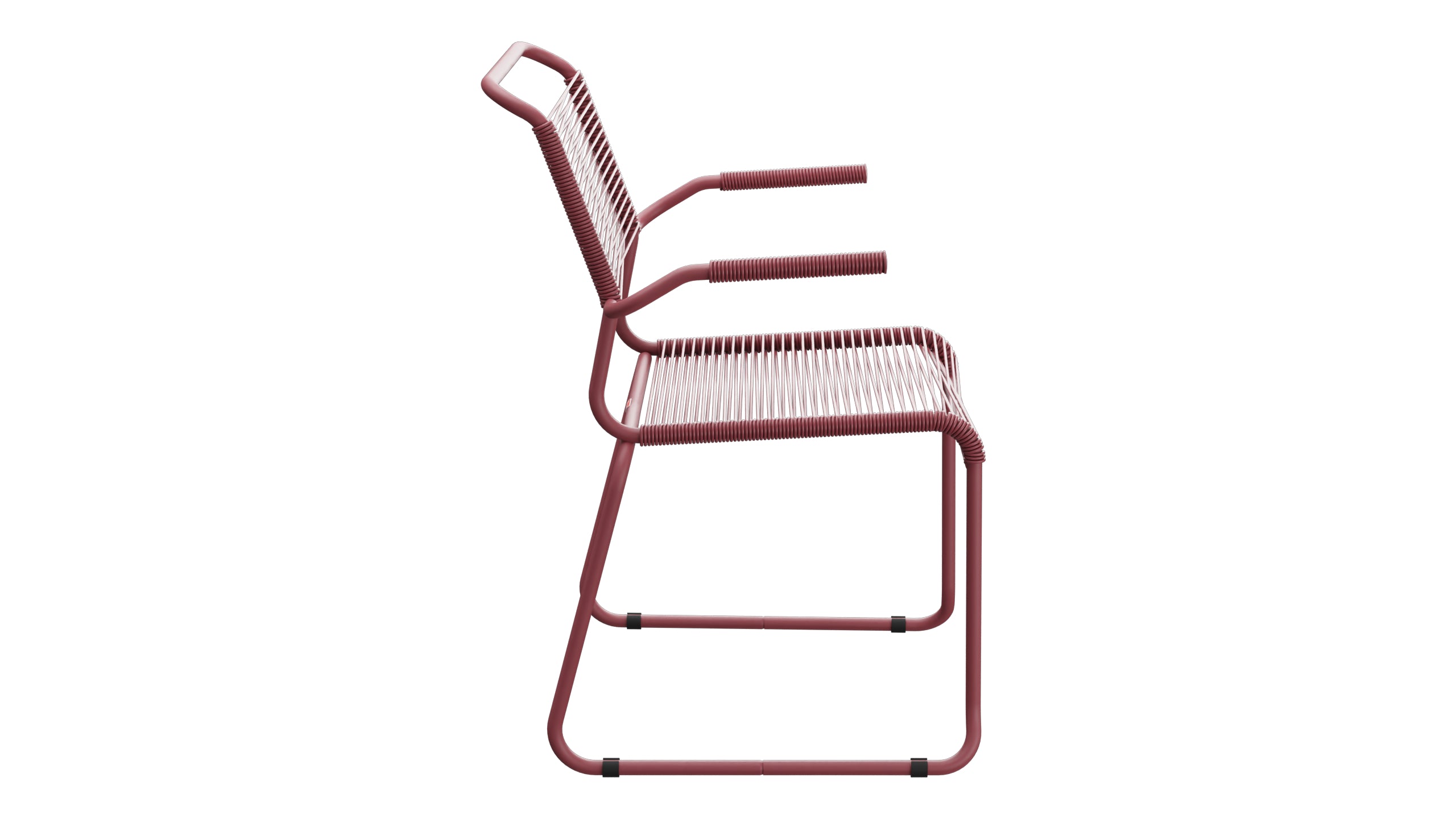 Säntis Spaghetti-Gartenstuhl mit Armlehne Kufen in Bordeaux präsentiert im Onlineshop von KAQTU Design AG. Gartenstuhl mit Armlehnen ist von Schaffner