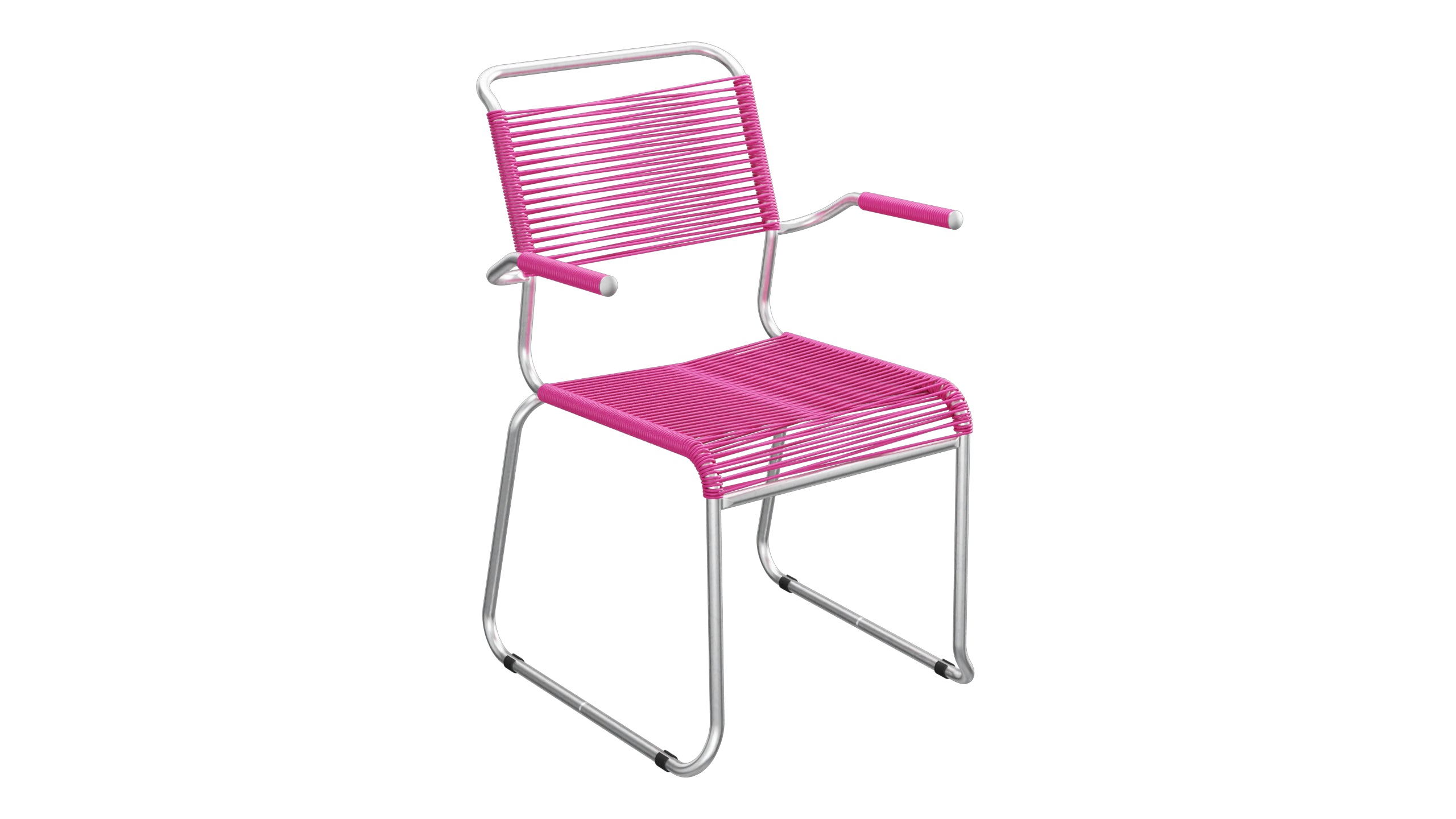 Säntis Spaghetti-Gartenstuhl mit Armlehne Kufen in Pink präsentiert im Onlineshop von KAQTU Design AG. Gartenstuhl mit Armlehnen ist von Schaffner
