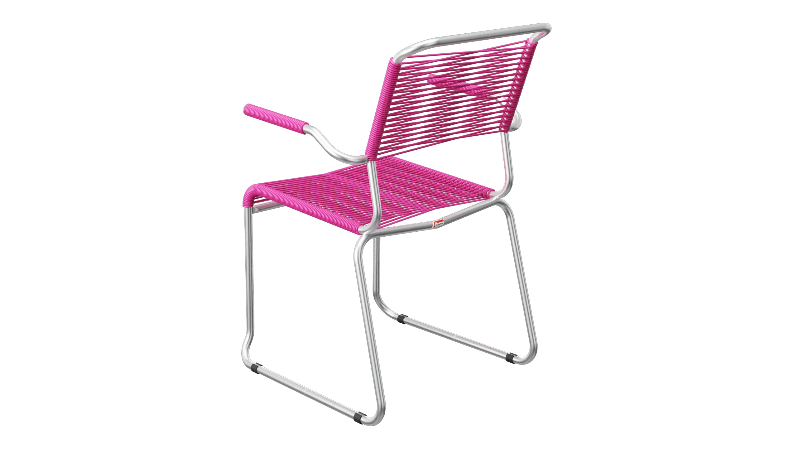 Säntis Spaghetti-Gartenstuhl mit Armlehne Kufen in Pink präsentiert im Onlineshop von KAQTU Design AG. Gartenstuhl mit Armlehnen ist von Schaffner