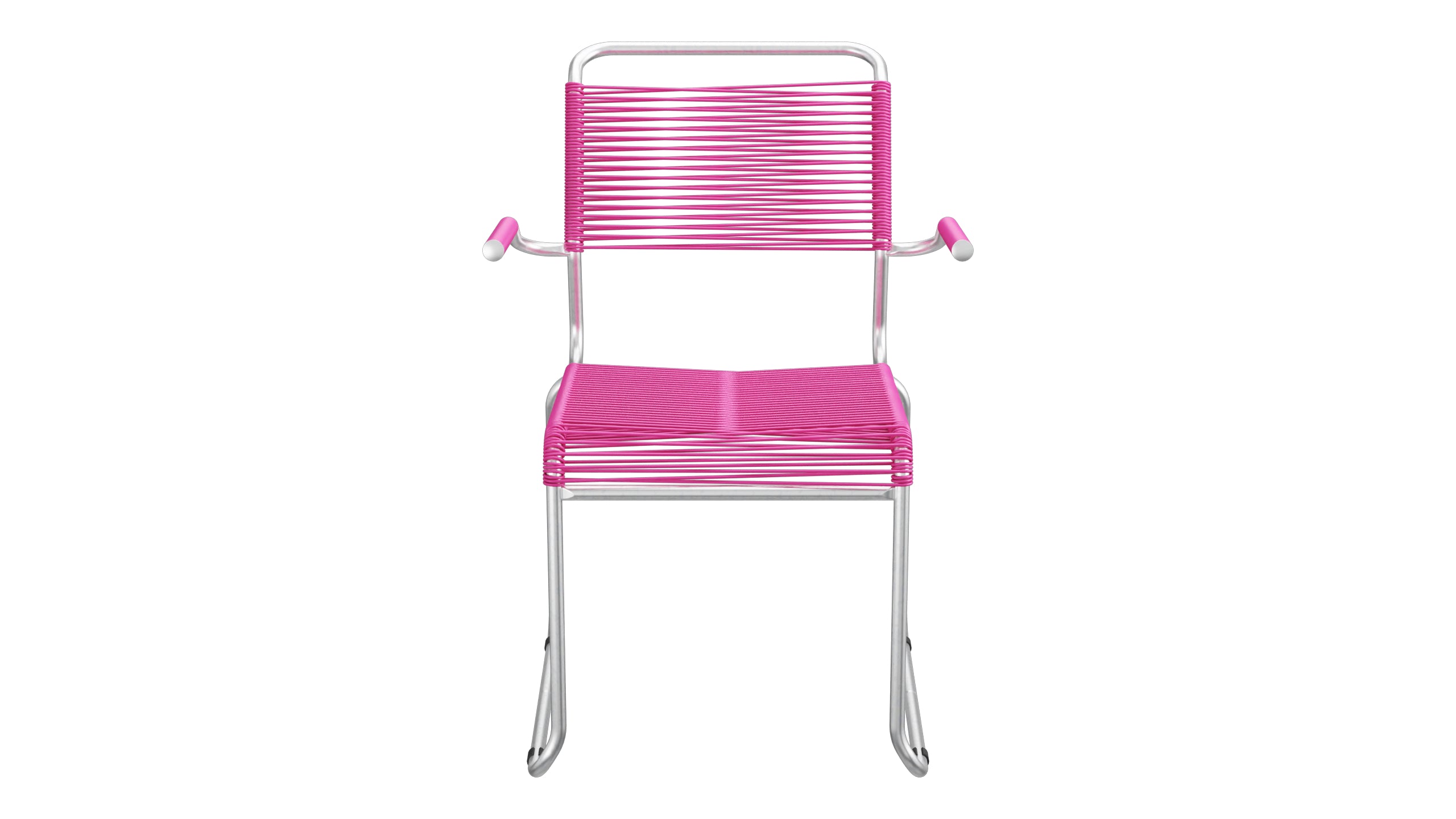 Säntis Spaghetti-Gartenstuhl mit Armlehne Kufen in Pink präsentiert im Onlineshop von KAQTU Design AG. Gartenstuhl mit Armlehnen ist von Schaffner