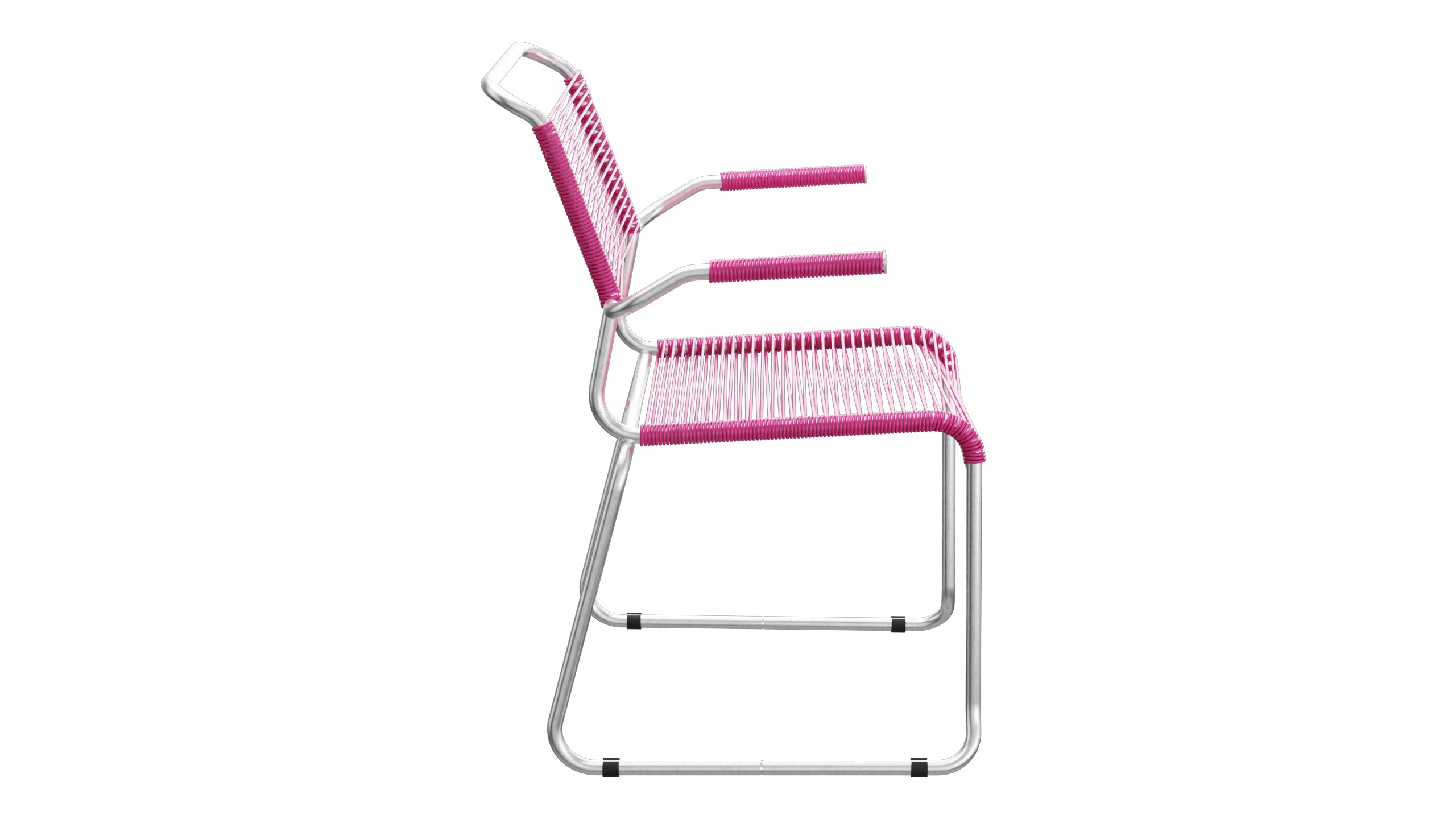 Säntis Spaghetti-Gartenstuhl mit Armlehne Kufen in Pink präsentiert im Onlineshop von KAQTU Design AG. Gartenstuhl mit Armlehnen ist von Schaffner
