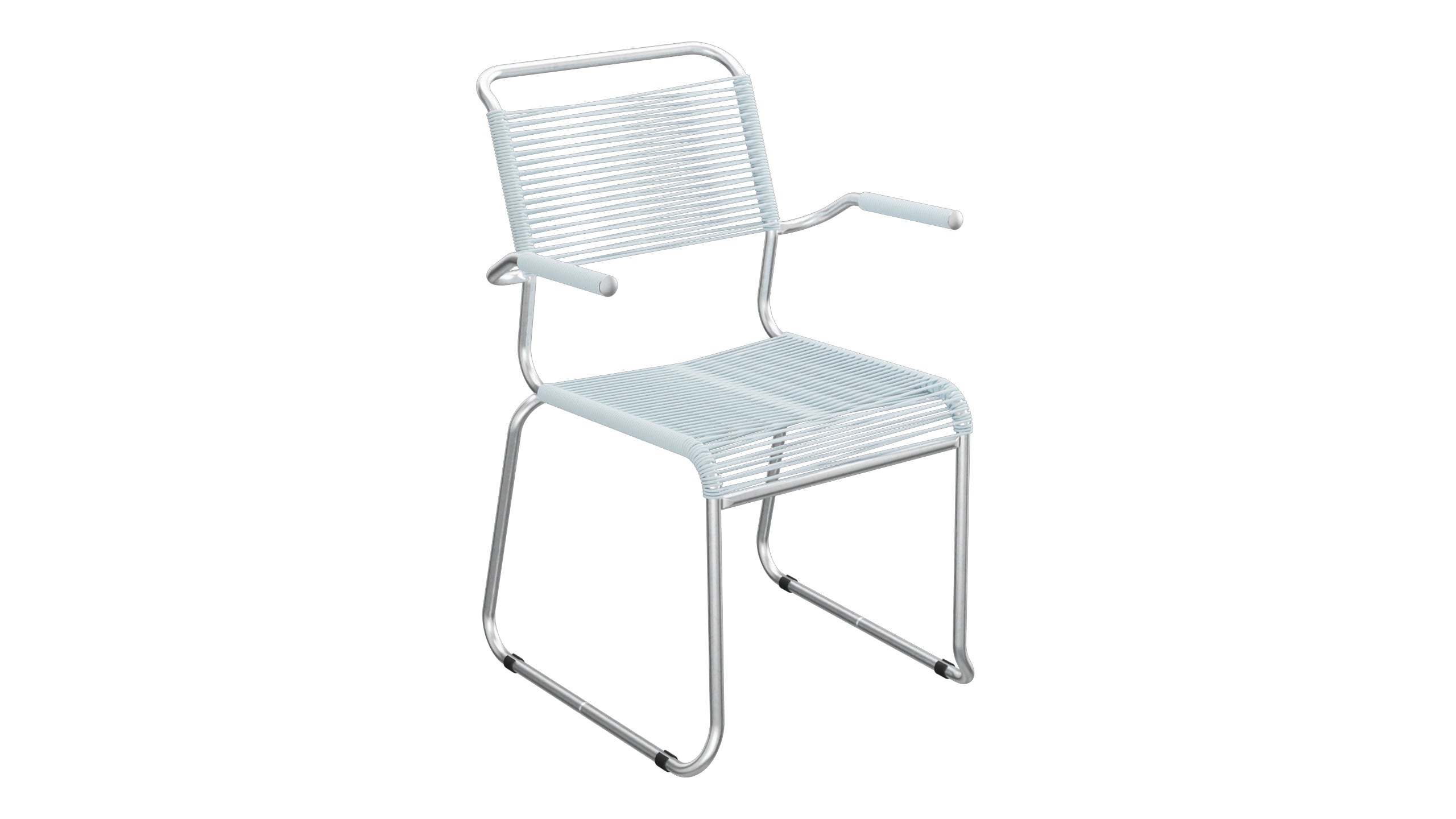 Säntis Spaghetti-Gartenstuhl mit Armlehne Kufen in Pastellblau präsentiert im Onlineshop von KAQTU Design AG. Gartenstuhl mit Armlehnen ist von Schaffner