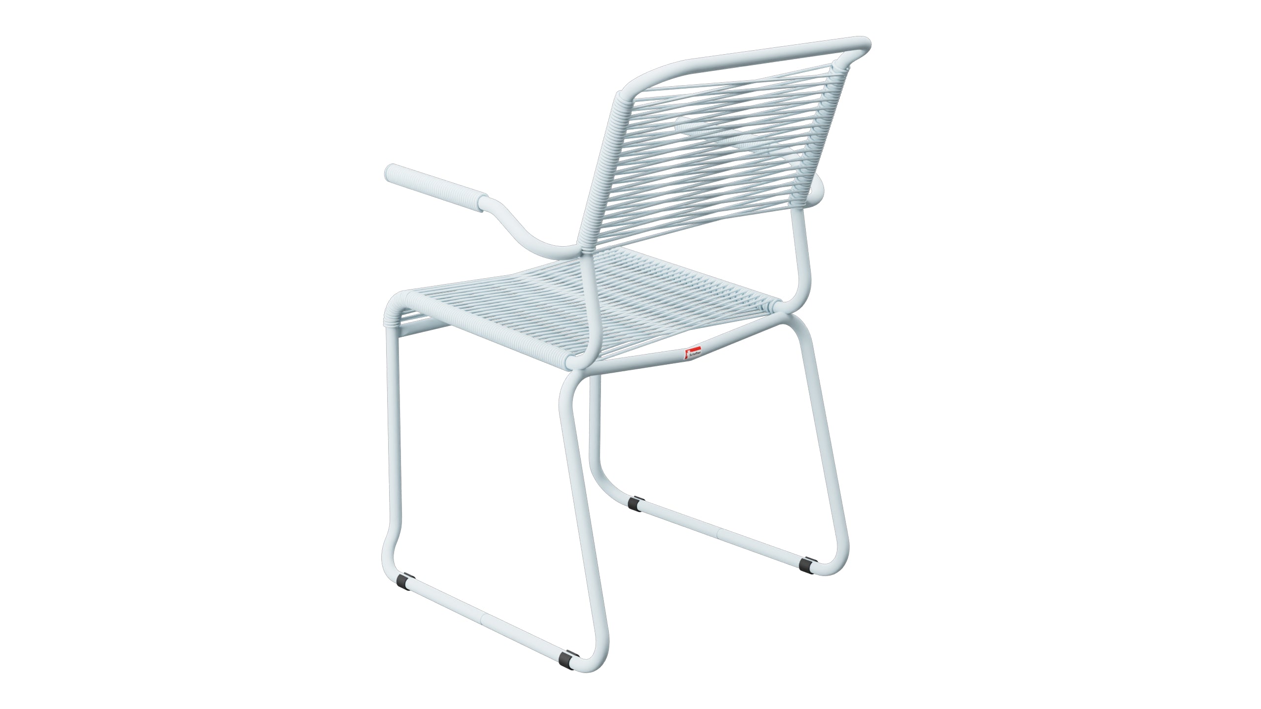 Säntis Spaghetti-Gartenstuhl mit Armlehne Kufen in Pastellblau präsentiert im Onlineshop von KAQTU Design AG. Gartenstuhl mit Armlehnen ist von Schaffner