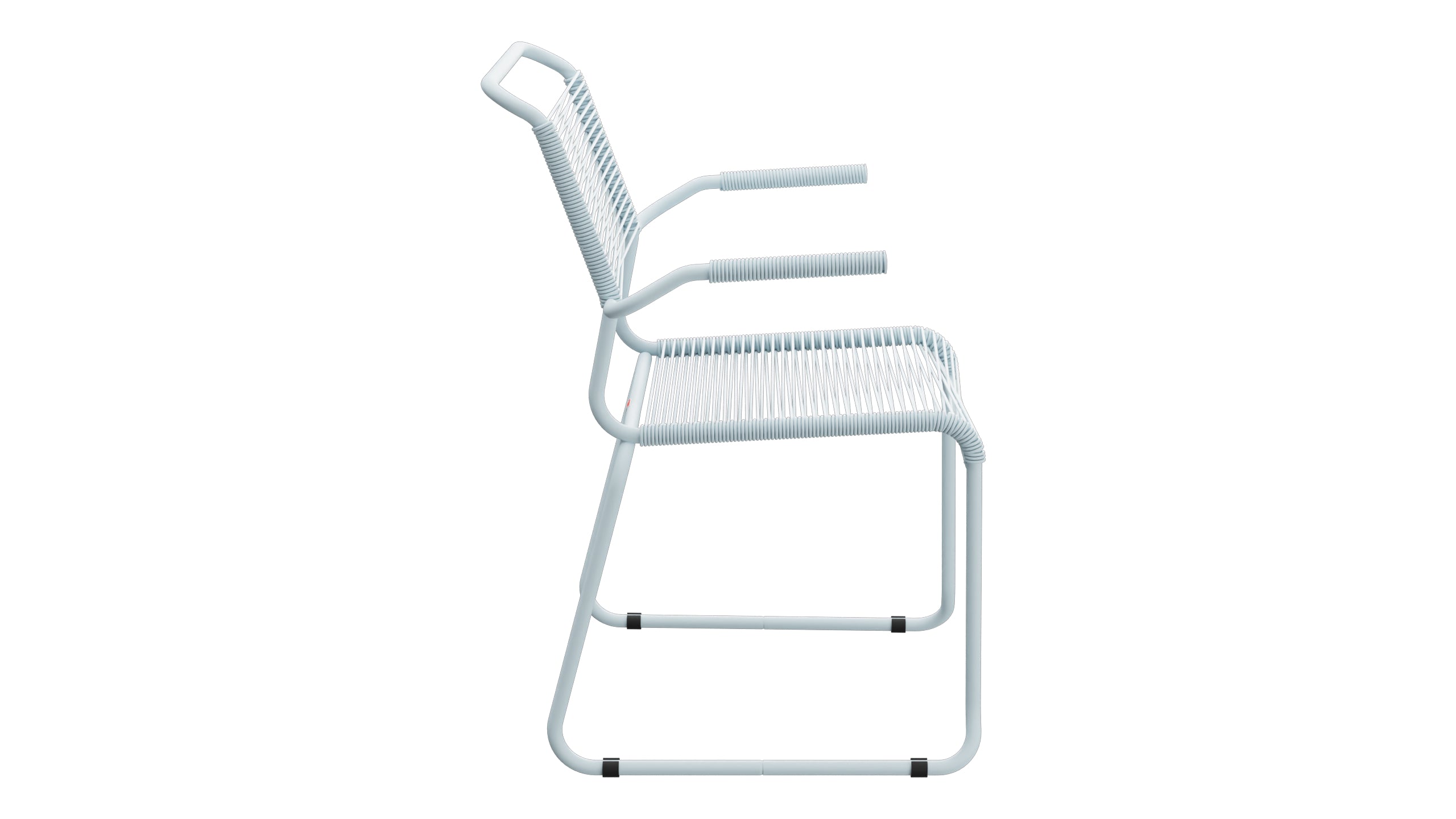 Säntis Spaghetti-Gartenstuhl mit Armlehne Kufen in Pastellblau präsentiert im Onlineshop von KAQTU Design AG. Gartenstuhl mit Armlehnen ist von Schaffner
