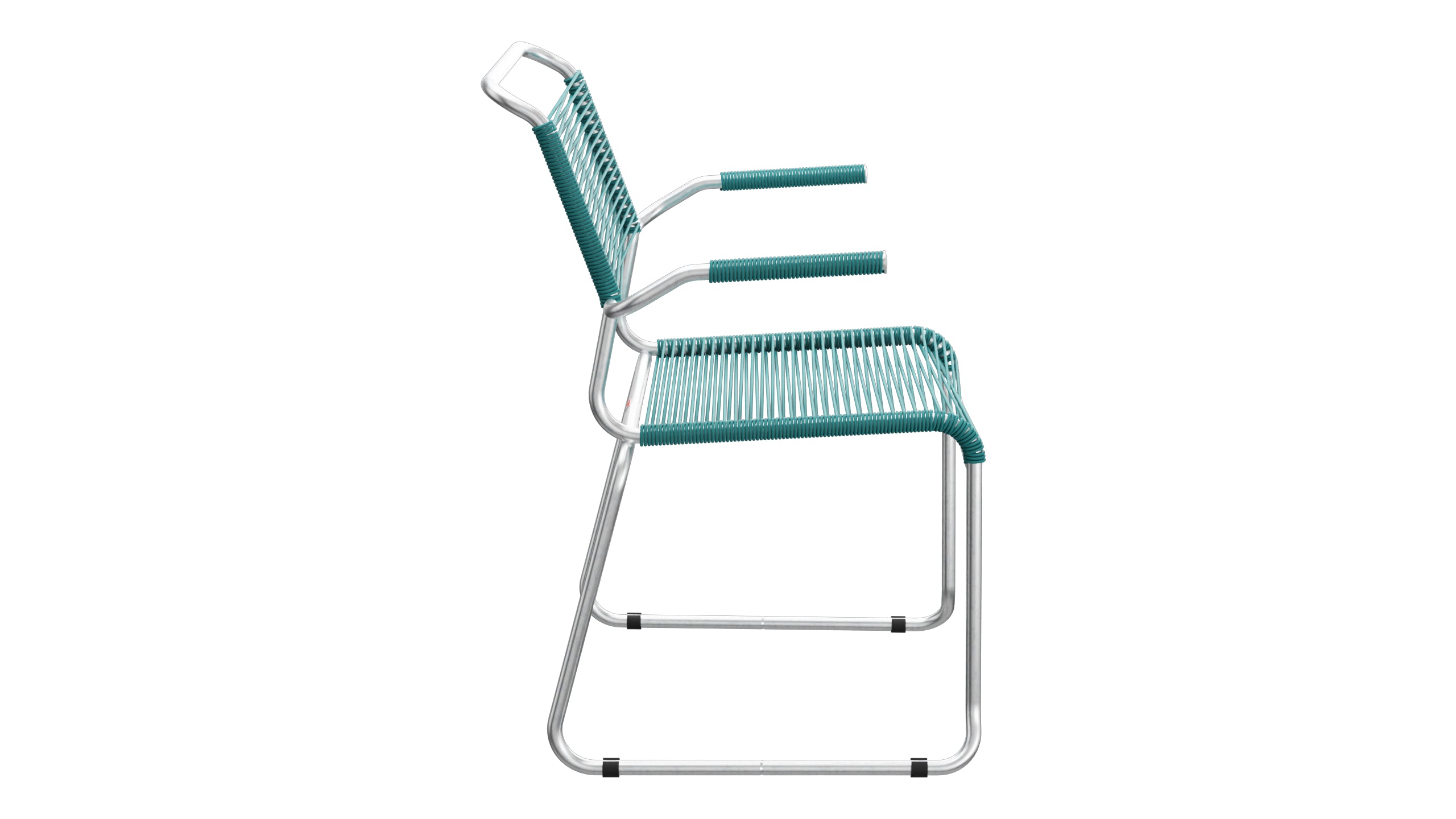 Säntis Spaghetti-Gartenstuhl mit Armlehne Kufen in Kaliblau präsentiert im Onlineshop von KAQTU Design AG. Gartenstuhl mit Armlehnen ist von Schaffner