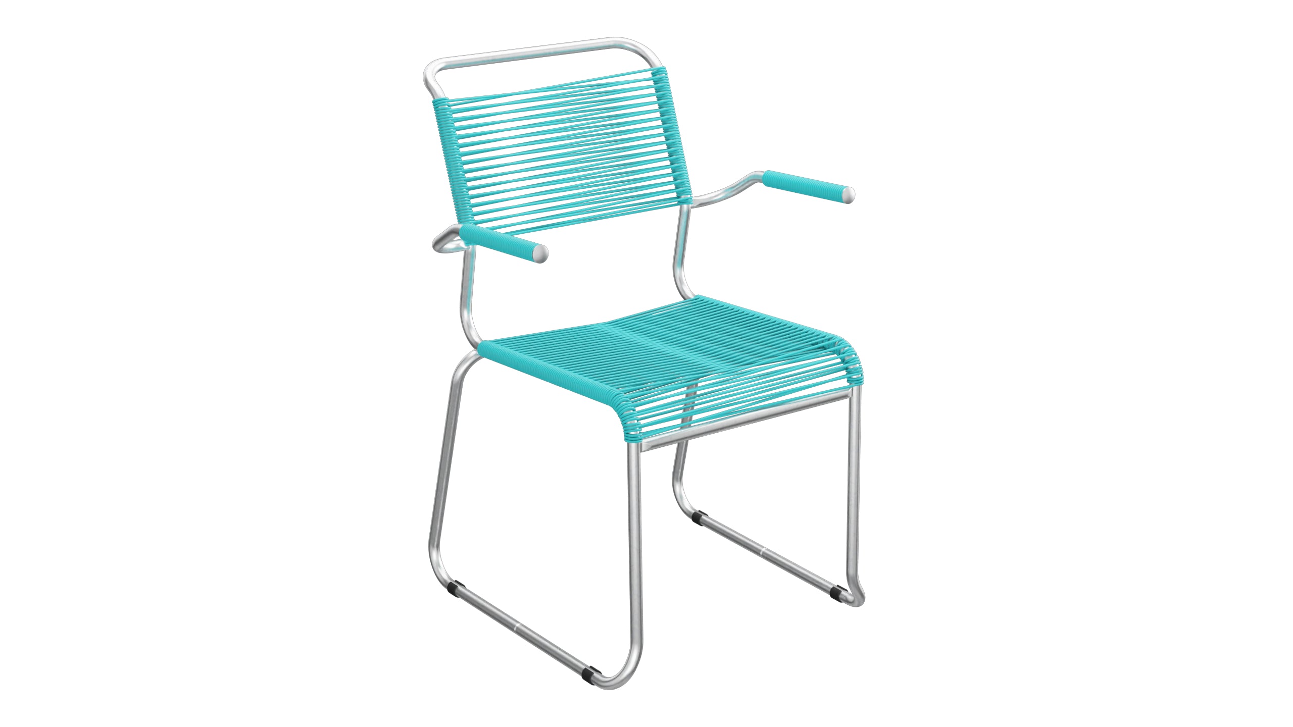 Säntis Spaghetti-Gartenstuhl mit Armlehne Kufen in Türkis präsentiert im Onlineshop von KAQTU Design AG. Gartenstuhl mit Armlehnen ist von Schaffner