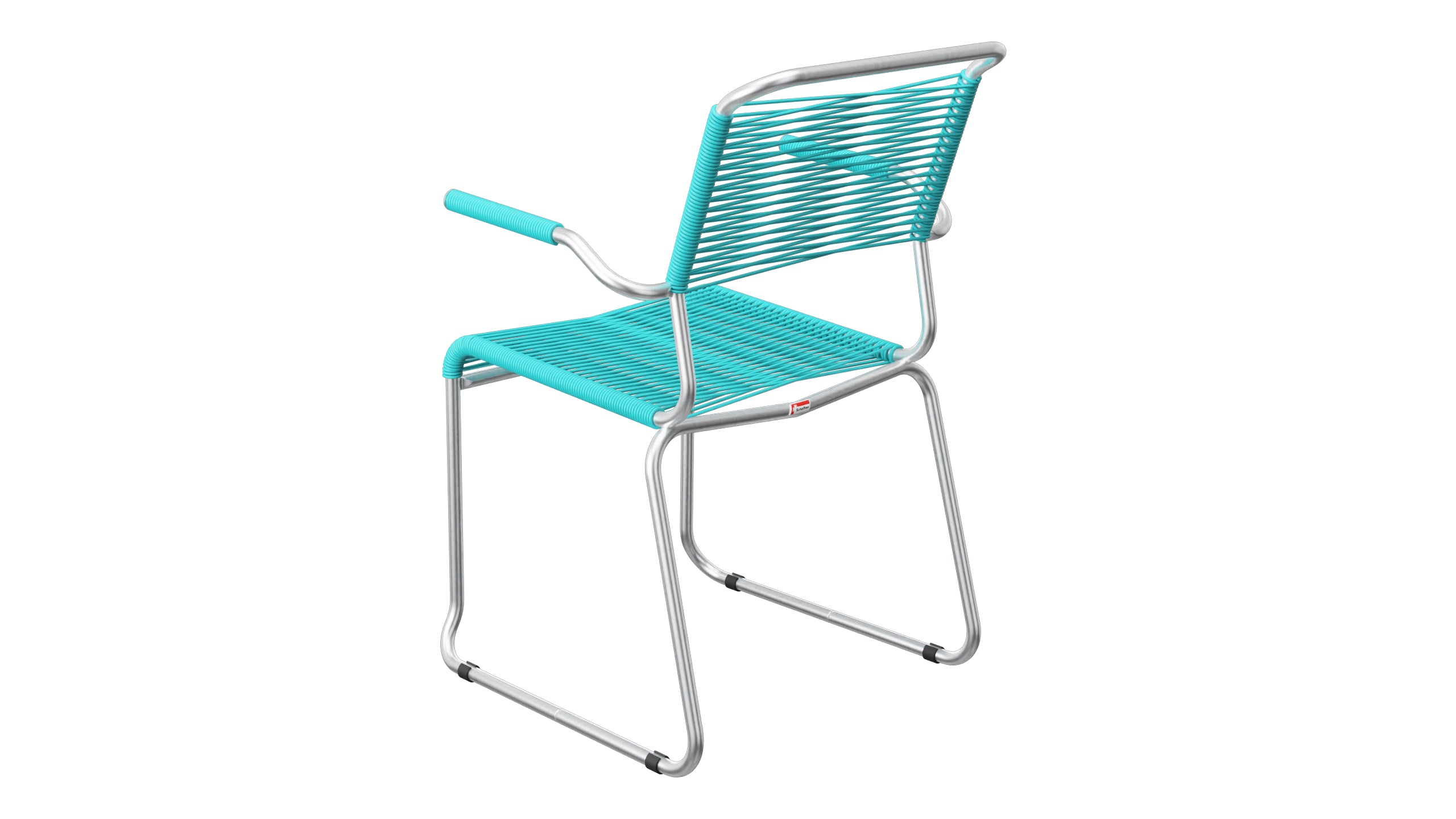 Säntis Spaghetti-Gartenstuhl mit Armlehne Kufen in Türkis präsentiert im Onlineshop von KAQTU Design AG. Gartenstuhl mit Armlehnen ist von Schaffner