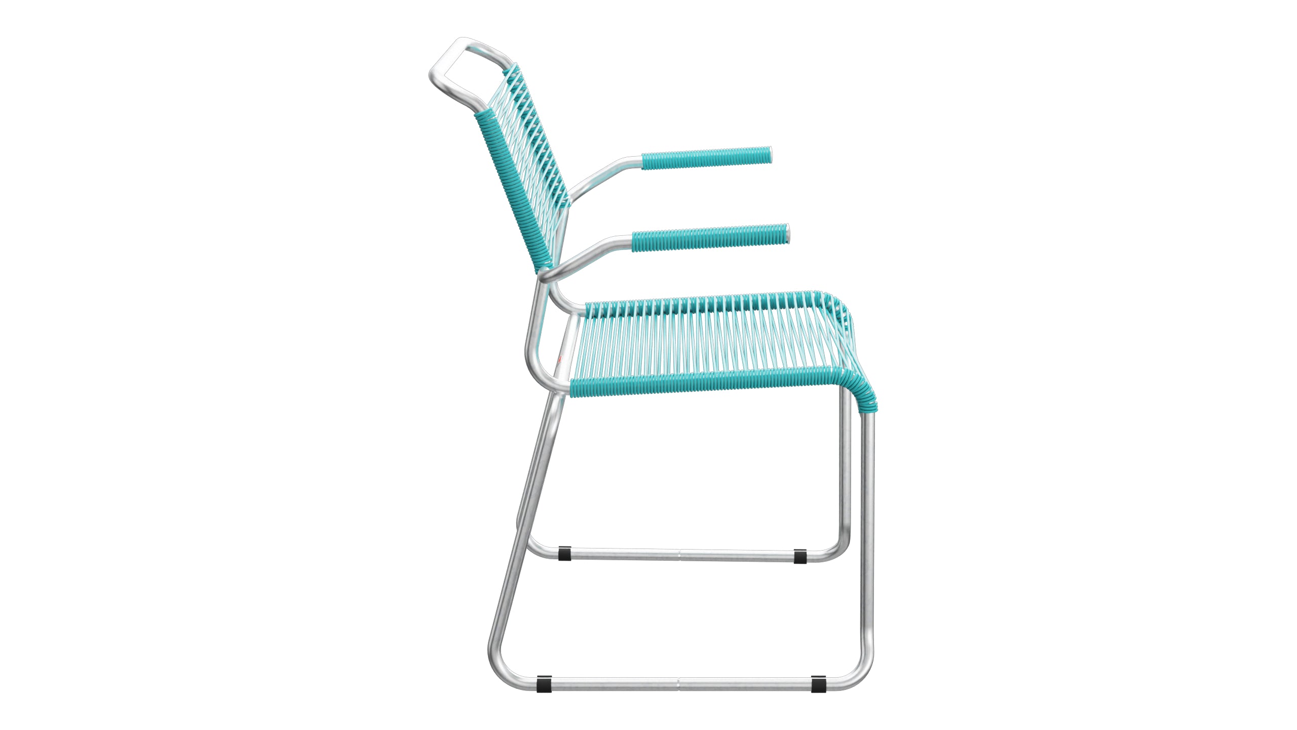 Säntis Spaghetti-Gartenstuhl mit Armlehne Kufen in Türkis präsentiert im Onlineshop von KAQTU Design AG. Gartenstuhl mit Armlehnen ist von Schaffner