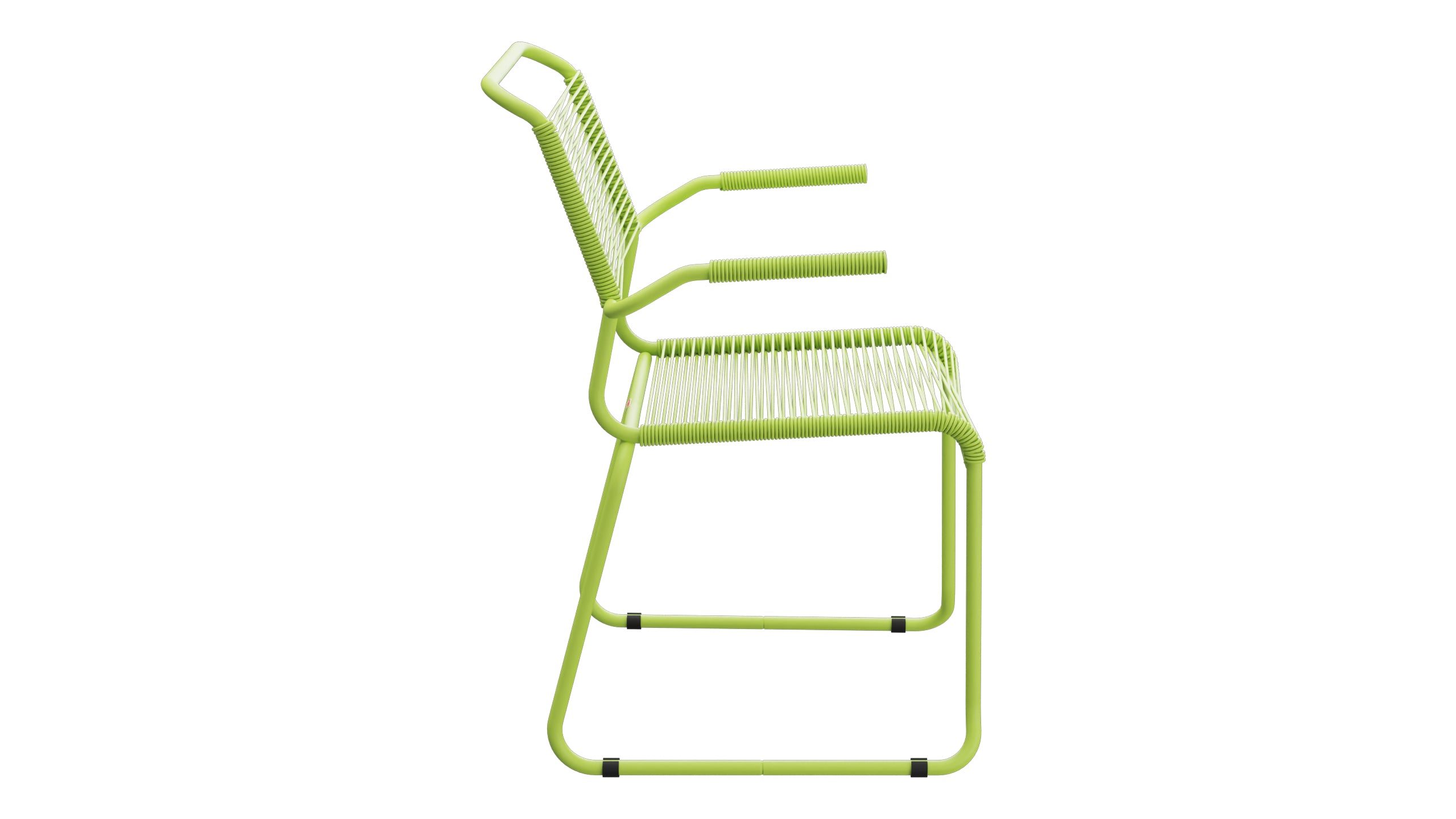 Säntis Spaghetti-Gartenstuhl mit Armlehne Kufen in Hellgrün präsentiert im Onlineshop von KAQTU Design AG. Gartenstuhl mit Armlehnen ist von Schaffner