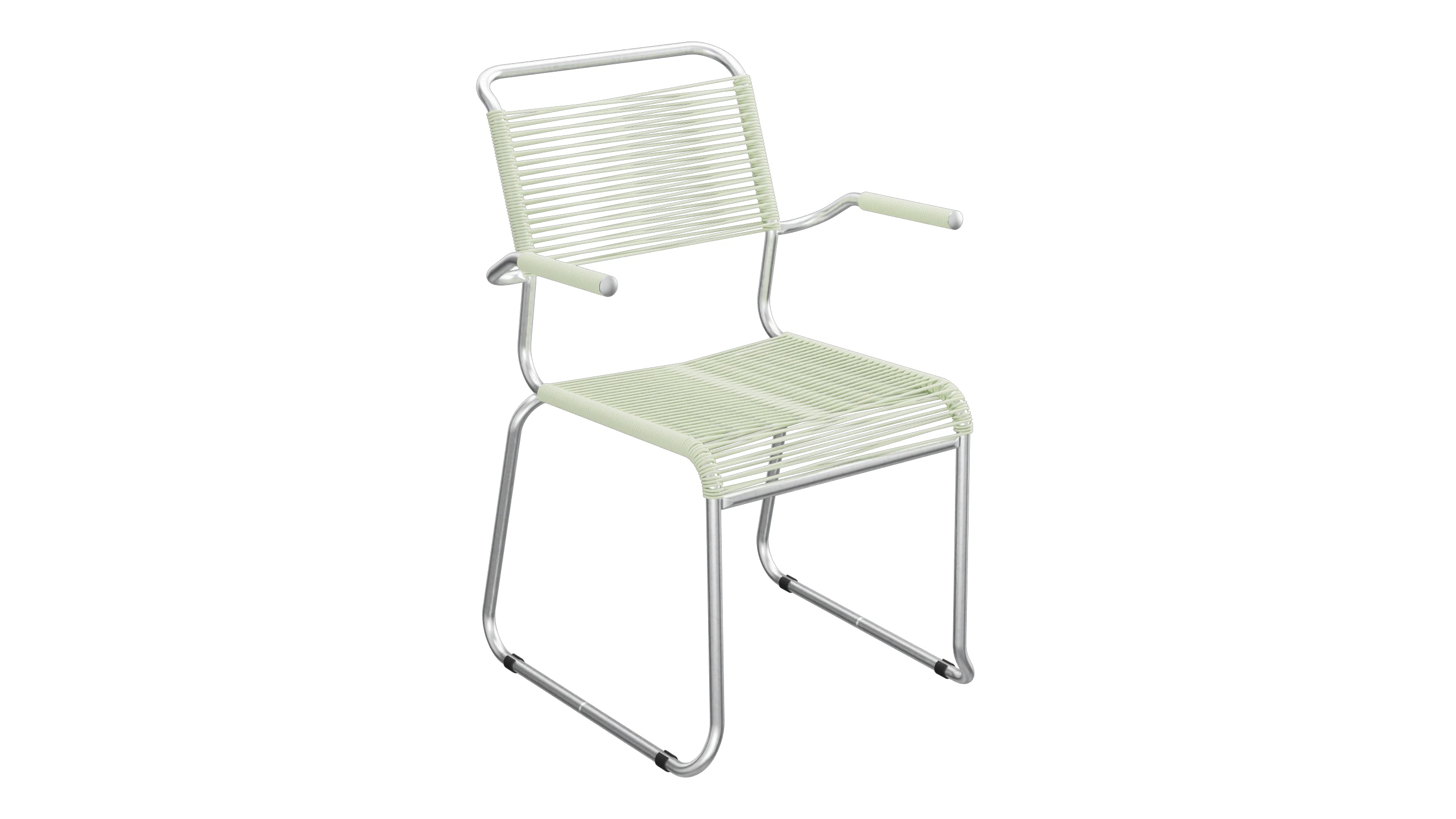 Säntis Spaghetti-Gartenstuhl mit Armlehne Kufen in Pastellgrün präsentiert im Onlineshop von KAQTU Design AG. Gartenstuhl mit Armlehnen ist von Schaffner