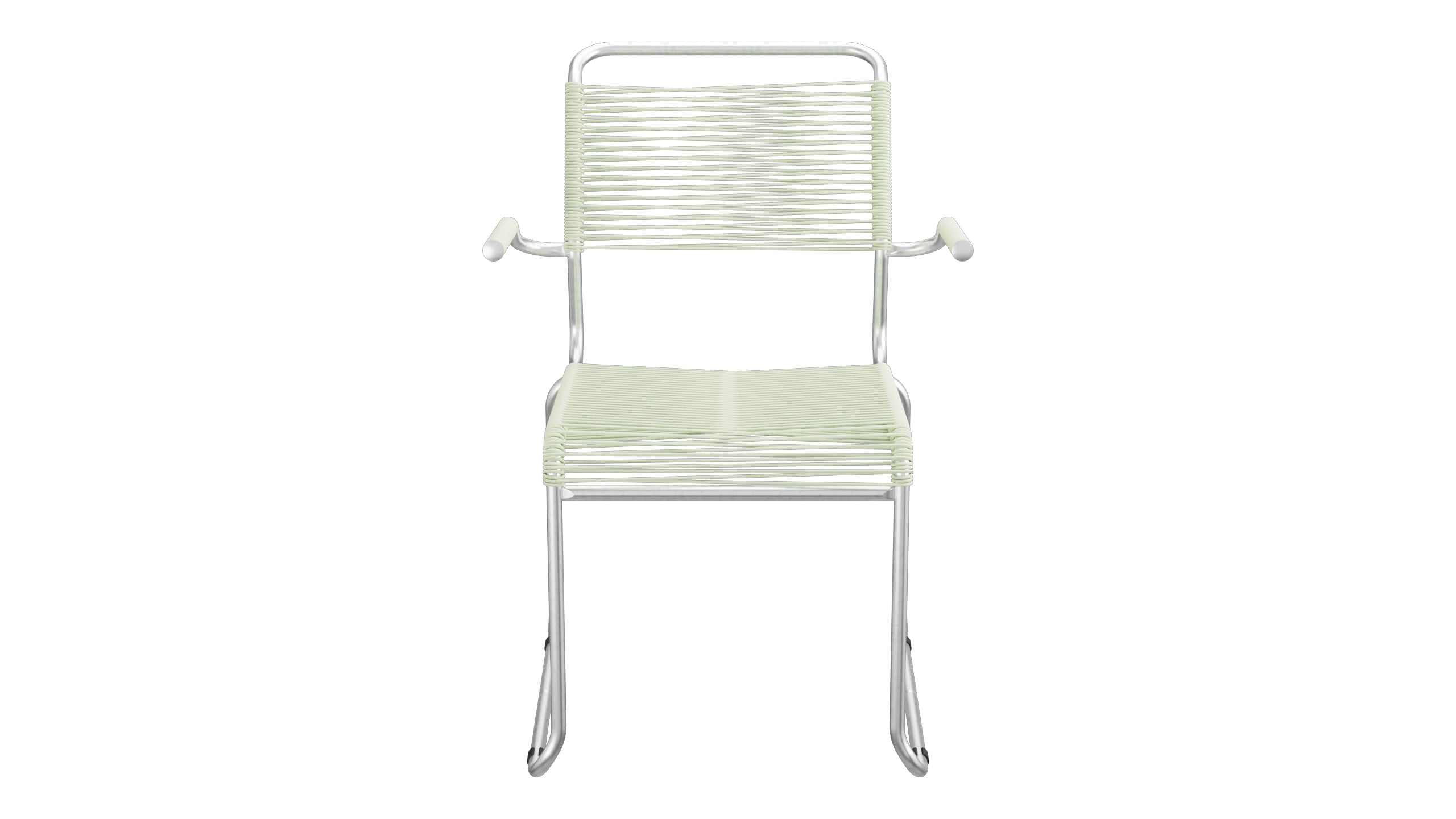 Säntis Spaghetti-Gartenstuhl mit Armlehne Kufen in Pastellgrün präsentiert im Onlineshop von KAQTU Design AG. Gartenstuhl mit Armlehnen ist von Schaffner