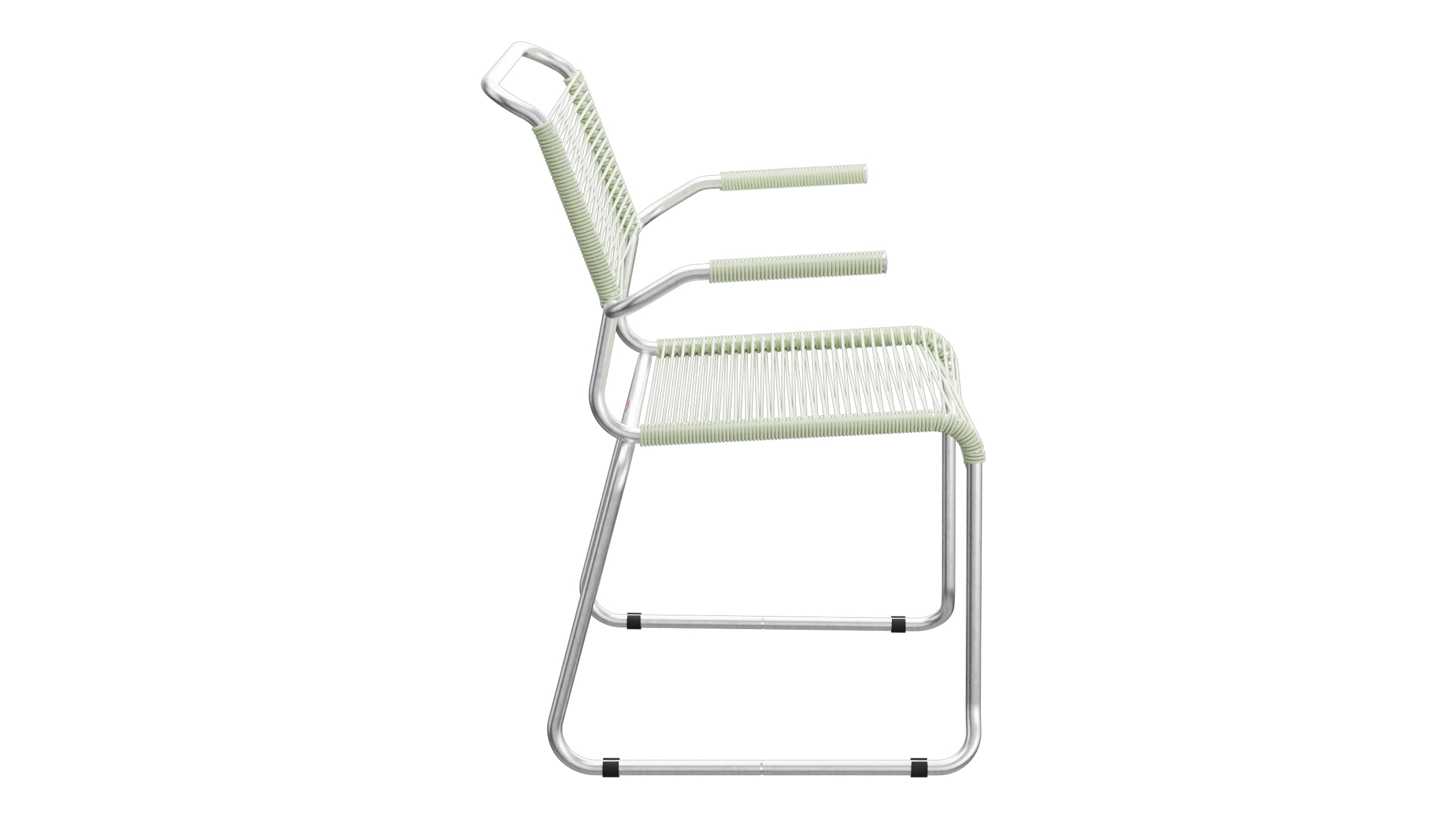 Säntis Spaghetti-Gartenstuhl mit Armlehne Kufen in Pastellgrün präsentiert im Onlineshop von KAQTU Design AG. Gartenstuhl mit Armlehnen ist von Schaffner