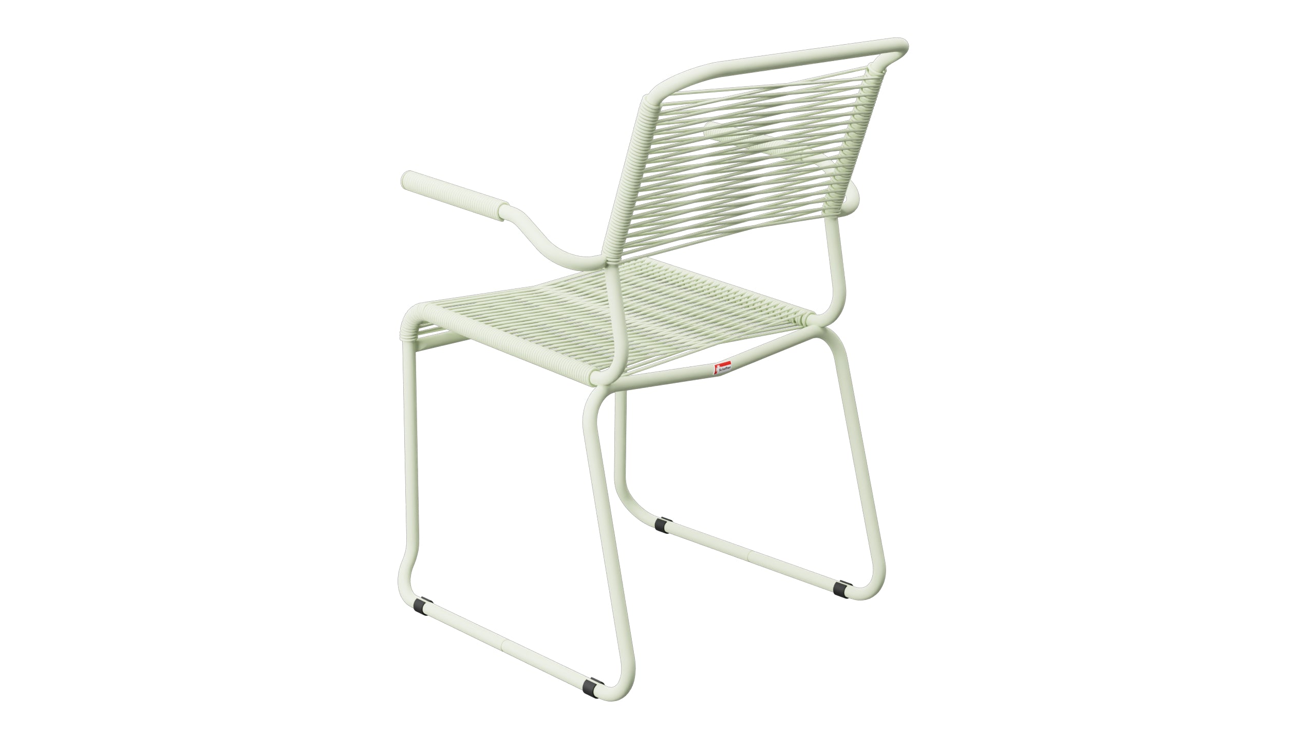 Säntis Spaghetti-Gartenstuhl mit Armlehne Kufen in Pastellgrün präsentiert im Onlineshop von KAQTU Design AG. Gartenstuhl mit Armlehnen ist von Schaffner