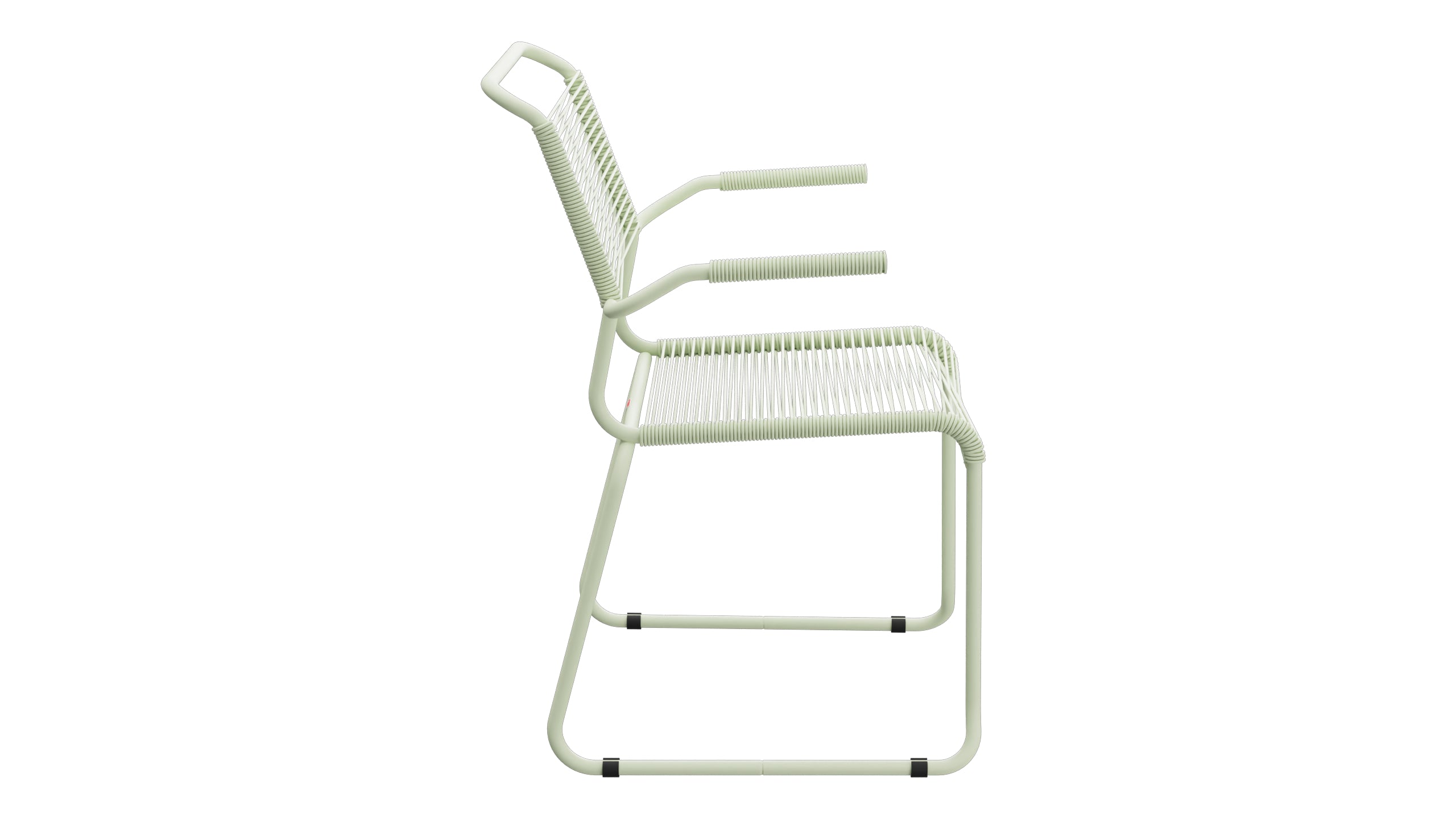 Säntis Spaghetti-Gartenstuhl mit Armlehne Kufen in Pastellgrün präsentiert im Onlineshop von KAQTU Design AG. Gartenstuhl mit Armlehnen ist von Schaffner