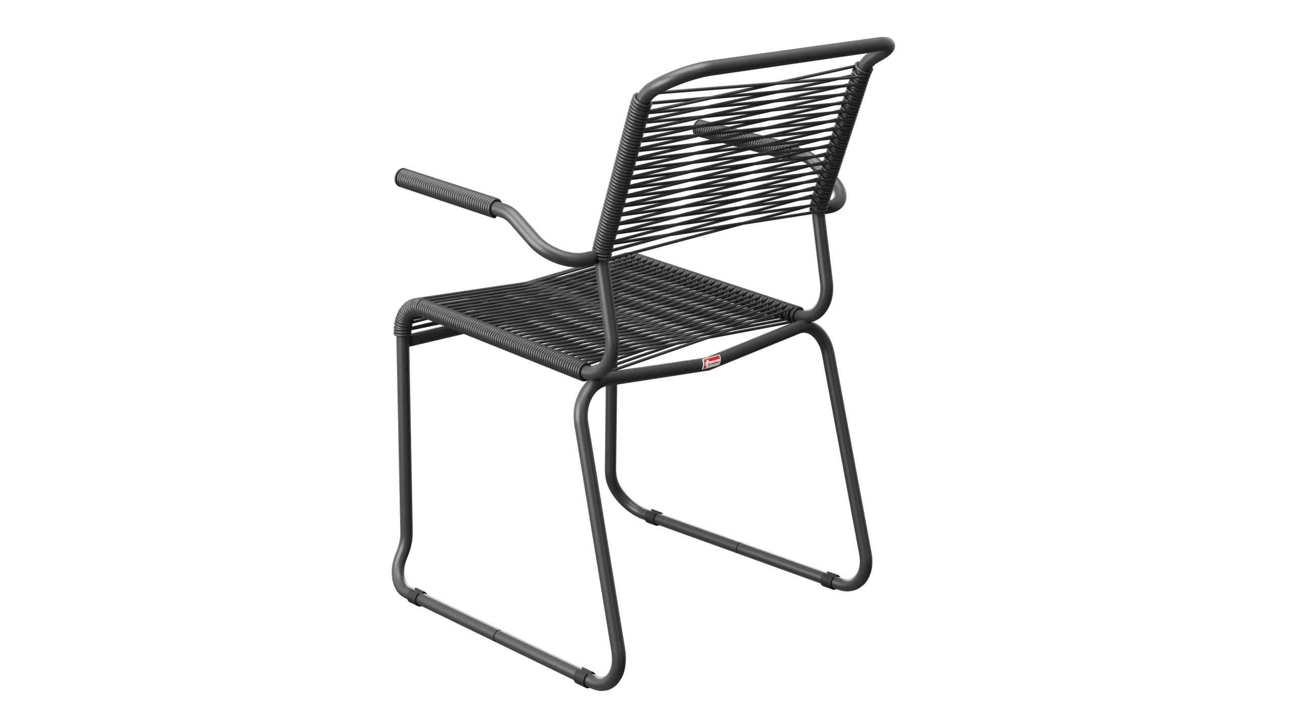Säntis Spaghetti-Gartenstuhl mit Armlehne Kufen in Anthrazit präsentiert im Onlineshop von KAQTU Design AG. Gartenstuhl mit Armlehnen ist von Schaffner