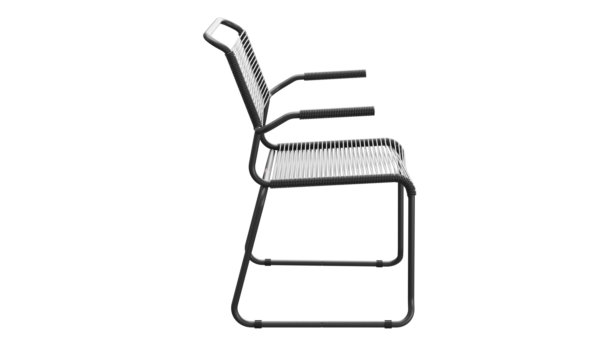 Säntis Spaghetti-Gartenstuhl mit Armlehne Kufen in Anthrazit präsentiert im Onlineshop von KAQTU Design AG. Gartenstuhl mit Armlehnen ist von Schaffner
