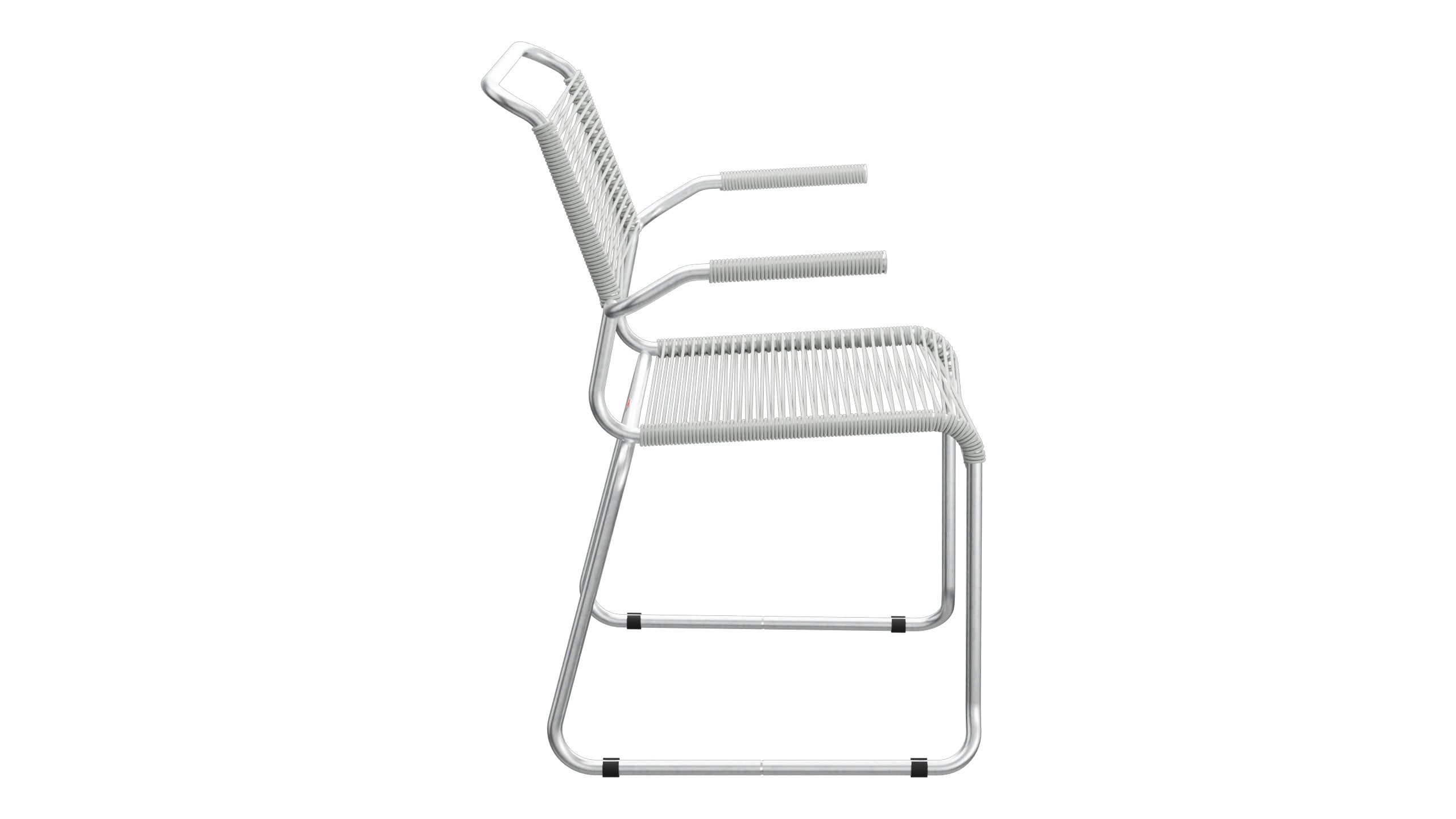 Säntis Spaghetti-Gartenstuhl mit Armlehne Kufen in Alusilber präsentiert im Onlineshop von KAQTU Design AG. Gartenstuhl mit Armlehnen ist von Schaffner