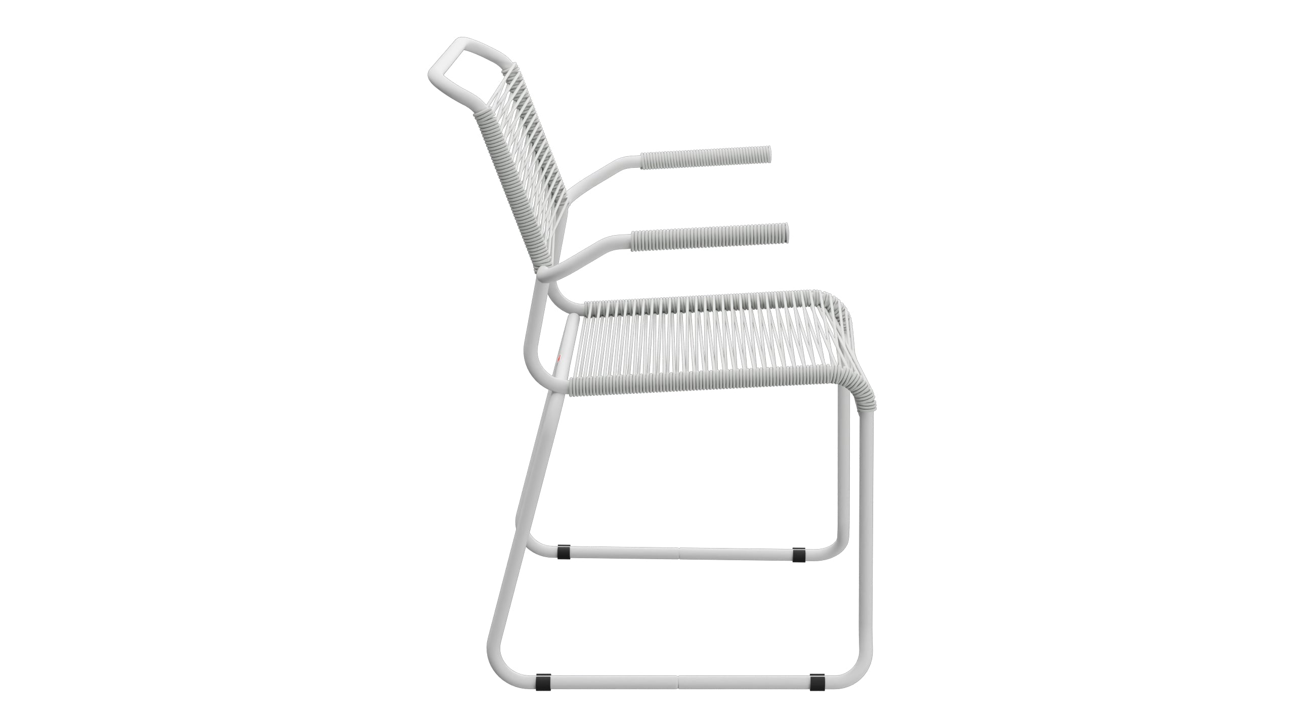 Säntis Spaghetti-Gartenstuhl mit Armlehne Kufen in Alusilber präsentiert im Onlineshop von KAQTU Design AG. Gartenstuhl mit Armlehnen ist von Schaffner