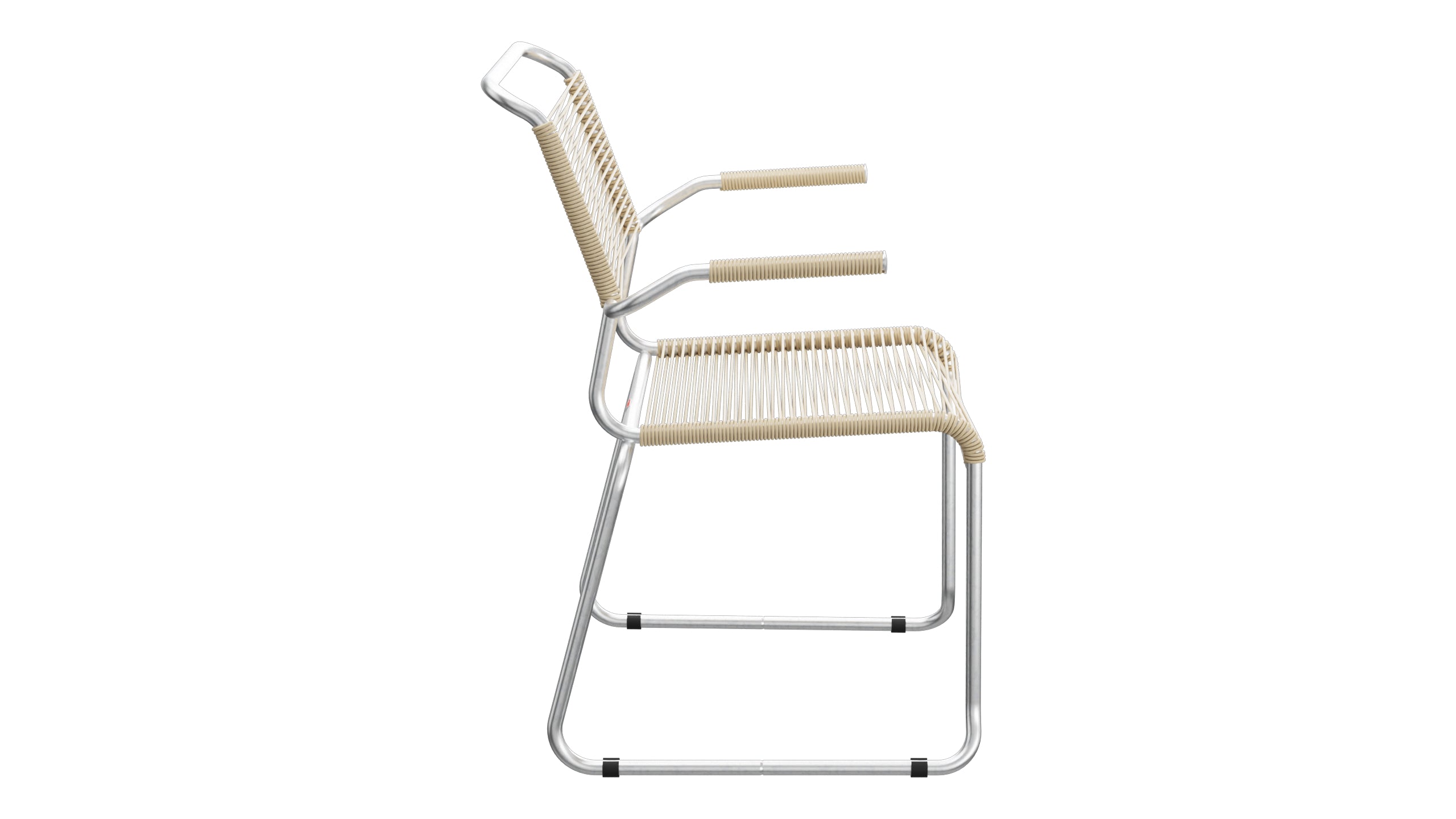 Säntis Spaghetti-Gartenstuhl mit Armlehne Kufen in Pastellbraun präsentiert im Onlineshop von KAQTU Design AG. Gartenstuhl mit Armlehnen ist von Schaffner
