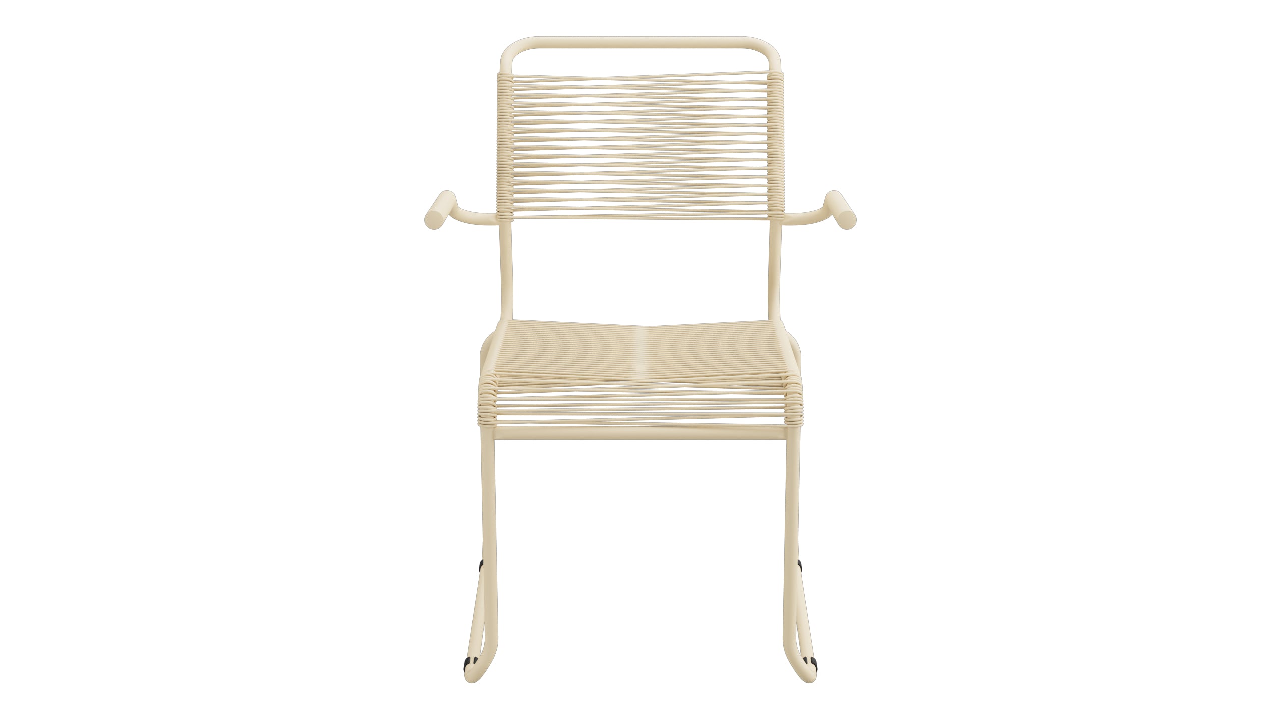 Säntis Spaghetti-Gartenstuhl mit Armlehne Kufen in Pastellbraun präsentiert im Onlineshop von KAQTU Design AG. Gartenstuhl mit Armlehnen ist von Schaffner