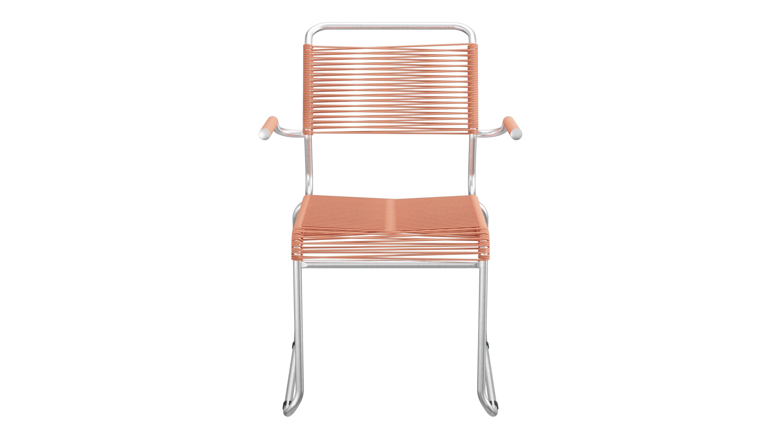 Säntis Spaghetti-Gartenstuhl mit Armlehne Kufen in Pastellterracotta präsentiert im Onlineshop von KAQTU Design AG. Gartenstuhl mit Armlehnen ist von Schaffner