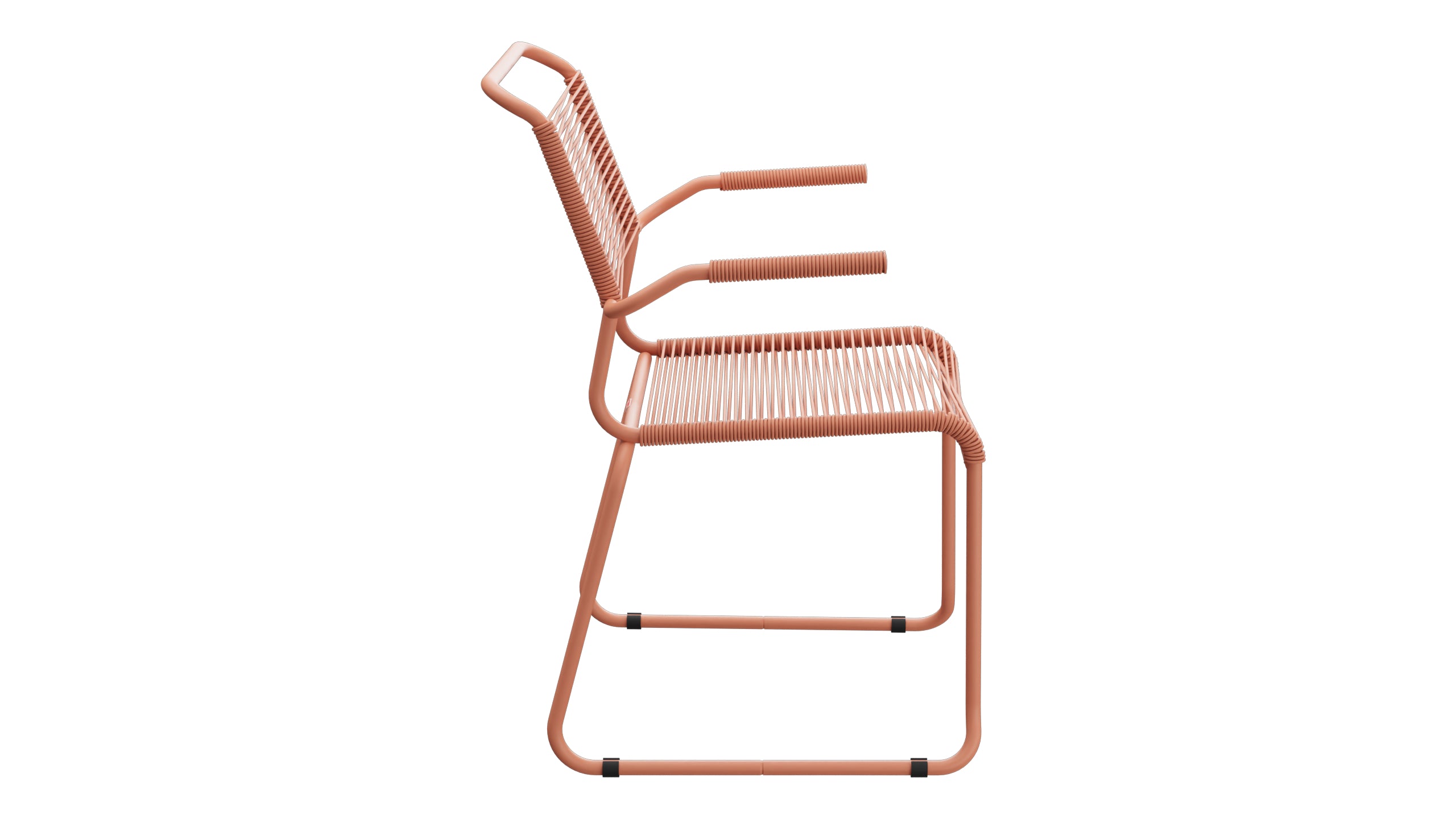 Säntis Spaghetti-Gartenstuhl mit Armlehne Kufen in Pastellterracotta präsentiert im Onlineshop von KAQTU Design AG. Gartenstuhl mit Armlehnen ist von Schaffner