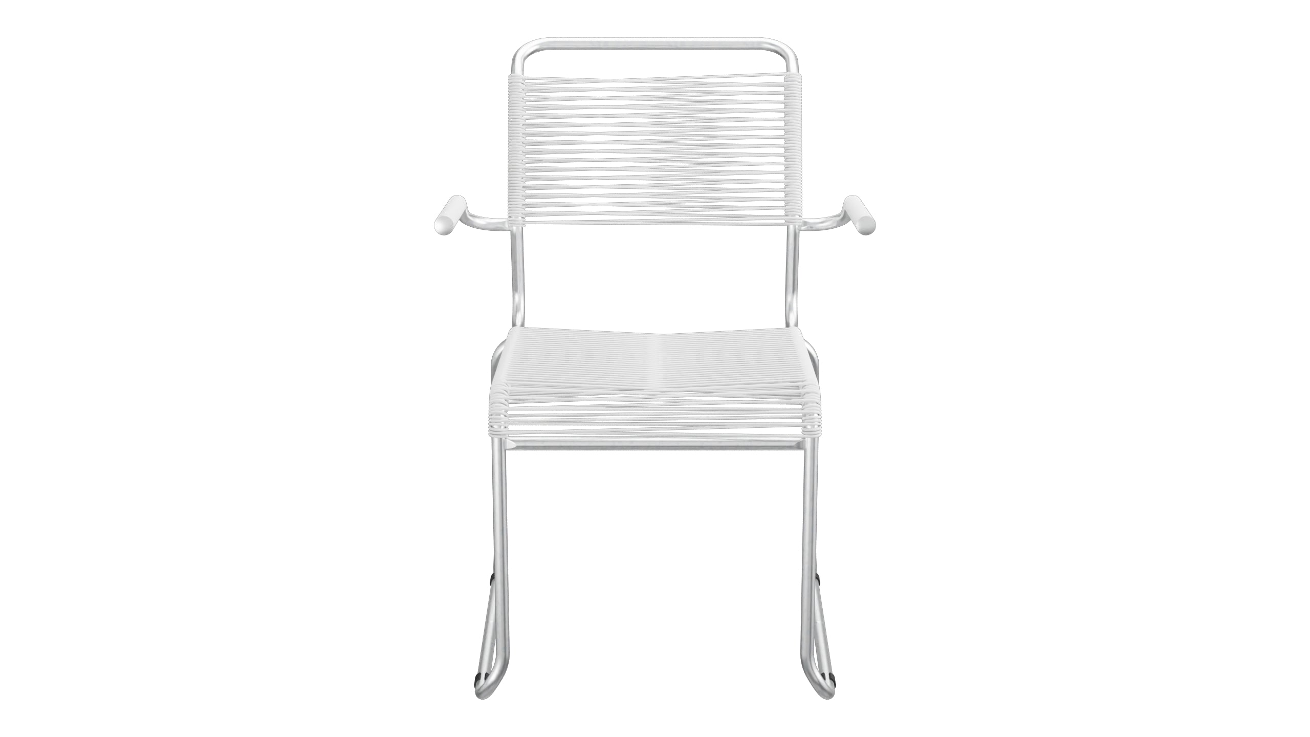 Säntis Spaghetti-Gartenstuhl mit Armlehne Kufen in Weiss präsentiert im Onlineshop von KAQTU Design AG. Gartenstuhl mit Armlehnen ist von Schaffner