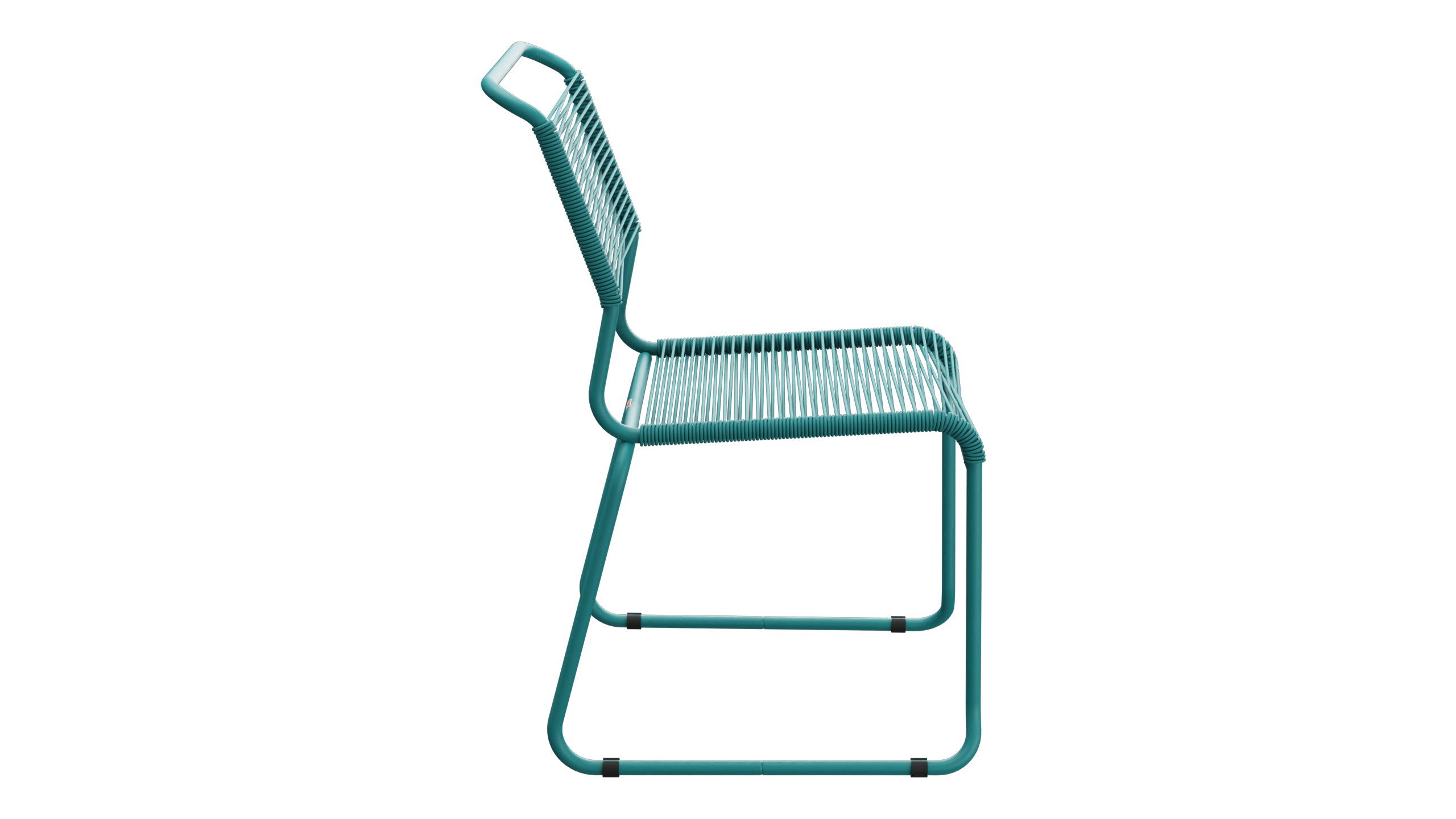 Spaghettistuhl Säntis mit Kufen in Kaliblau präsentiert im Onlineshop von KAQTU Design AG. Gartenstuhl ist von Schaffner