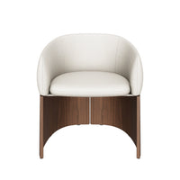 Sedia Bosca con struttura in ciniglia beige e impiallacciatura noce FSC 100%