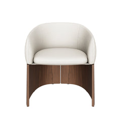 Sedia Bosca con struttura in ciniglia beige e impiallacciatura noce FSC 100%