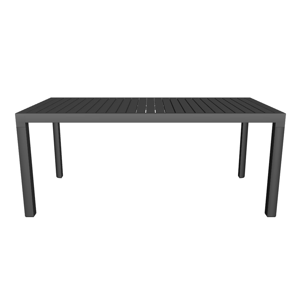 Moderner Gartentisch Culip aus Aluminium mit grauer Oberfläche, 180 x 90 cm, langlebig und perfekt für den Außenbereich.