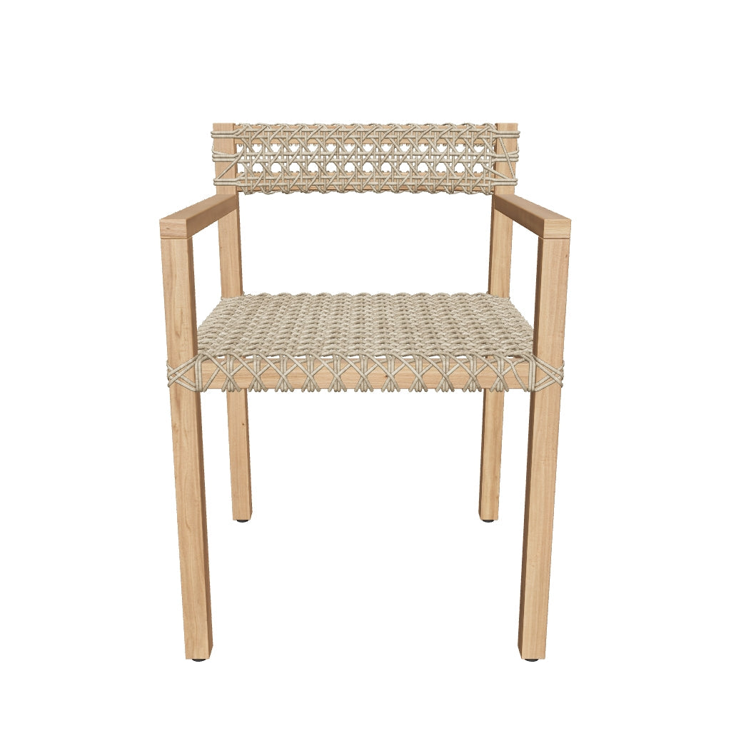 Massiver Giverola Stuhl aus Teakholz mit elegantem und natürlichem Design, ideal für den Außenbereich.