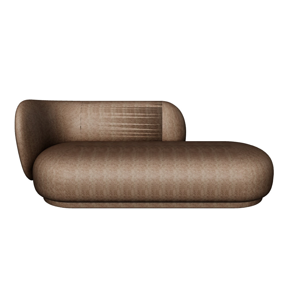 Einladender Diwan mit weichen Rundungen, vereint Komfort und Eleganz, ideal als Schlafcouch oder stilvolle Chaiselongue.