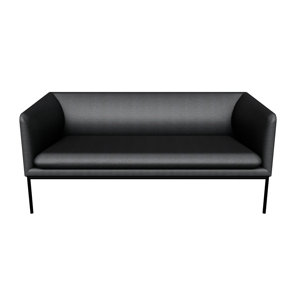 Elegantes 2er Sofa mit skulpturalem Design, organischen Formen und schwebenden Metallbeinen für zeitlose Modernität.