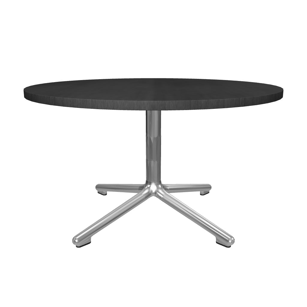 Eleganter Lunar Couchtisch Ø70 cm: Vollmond-Silhouette, Marmor & Eiche, 40/45 cm hoch, Aluminiumfüße. Perfekt für jeden Wohnstil.