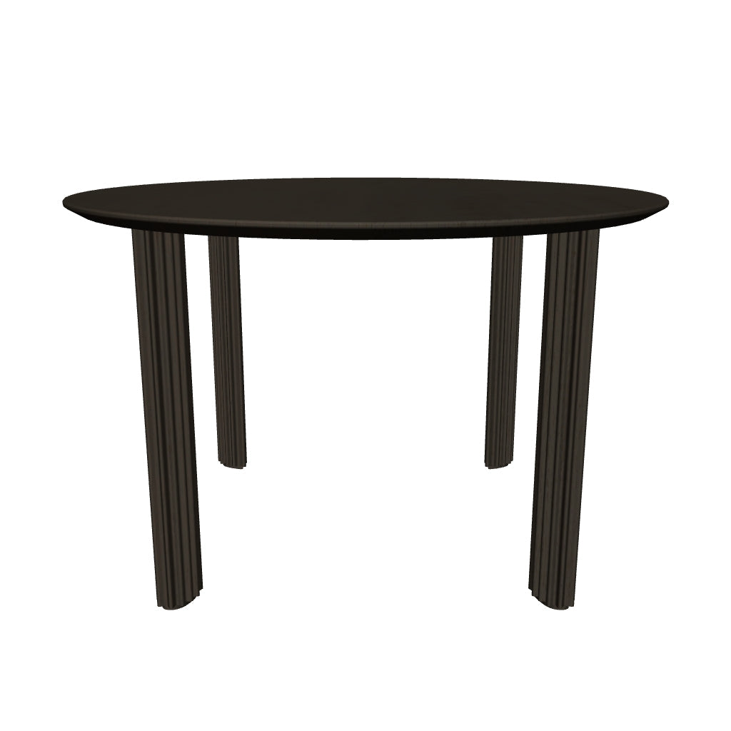 Moderner Comfort Circle Esstisch in Black Oak, perfekt für gemütliche Esszimmer und gesellige Runden, entworfen von Umage.