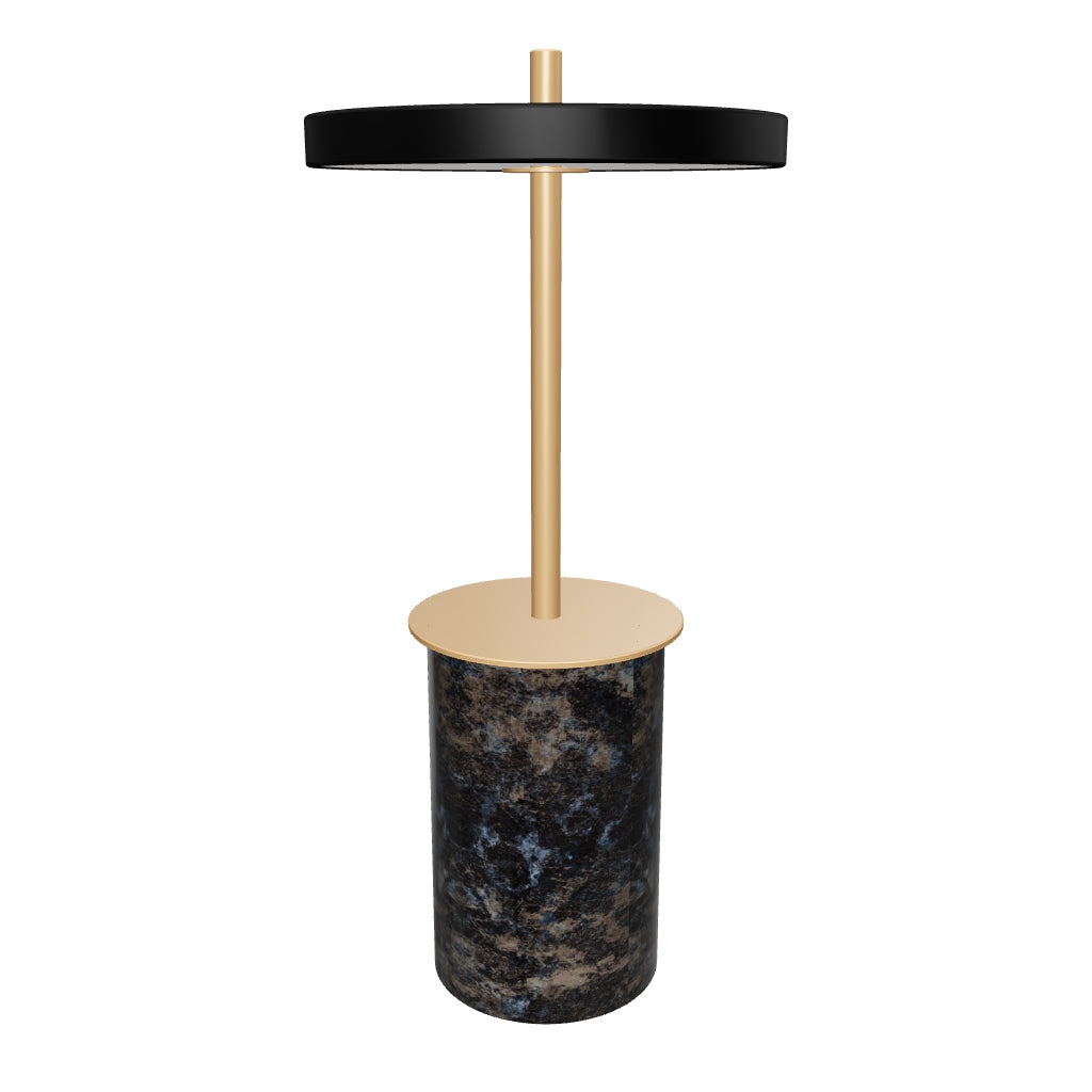 Moderne Asteria Move Mini Tischleuchte in edlem Schwarz-Marmor-Design, perfekt für stimmungsvolle Beleuchtung und stilvolle Akzente in jedem Raum.
