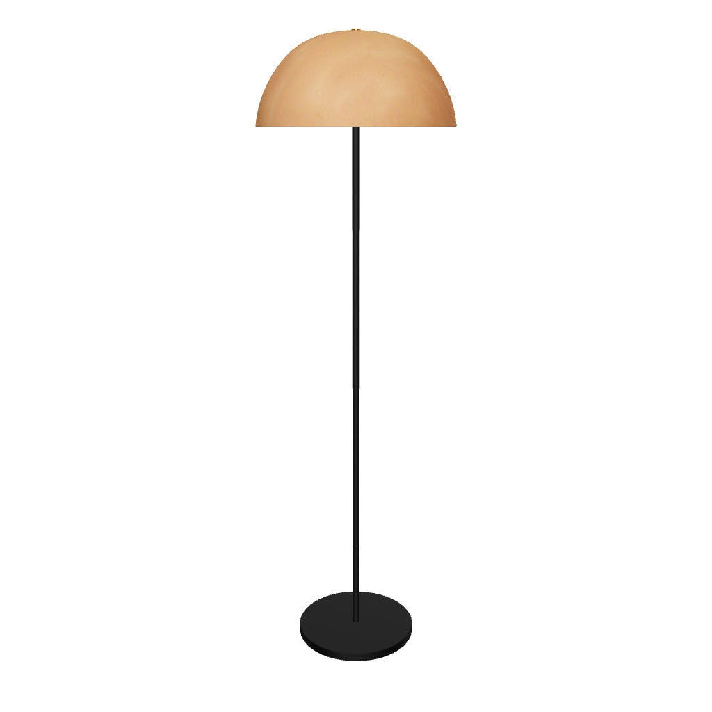 Stehlampe Nibla aus schwarzem Metall und Lampenschirm in Terrakottaoptik in Terrakotta präsentiert im Onlineshop von KAQTU Design AG. Stehleuchte ist von Kave Home