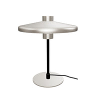 Tischlampe Nuvira aus hellgrauem gebürstetem Metall