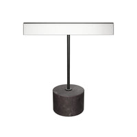 Tischlampe Lynor aus gebürstetem Metall mit schwarzem Marmorsockel